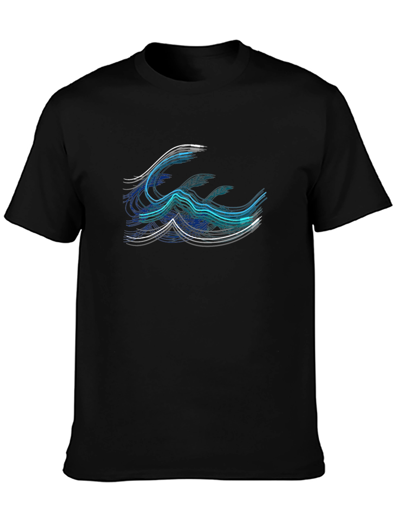 Abstract Wave Graphic Black T-Shirt