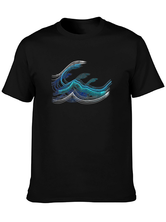 Abstract Wave Graphic Black T-Shirt