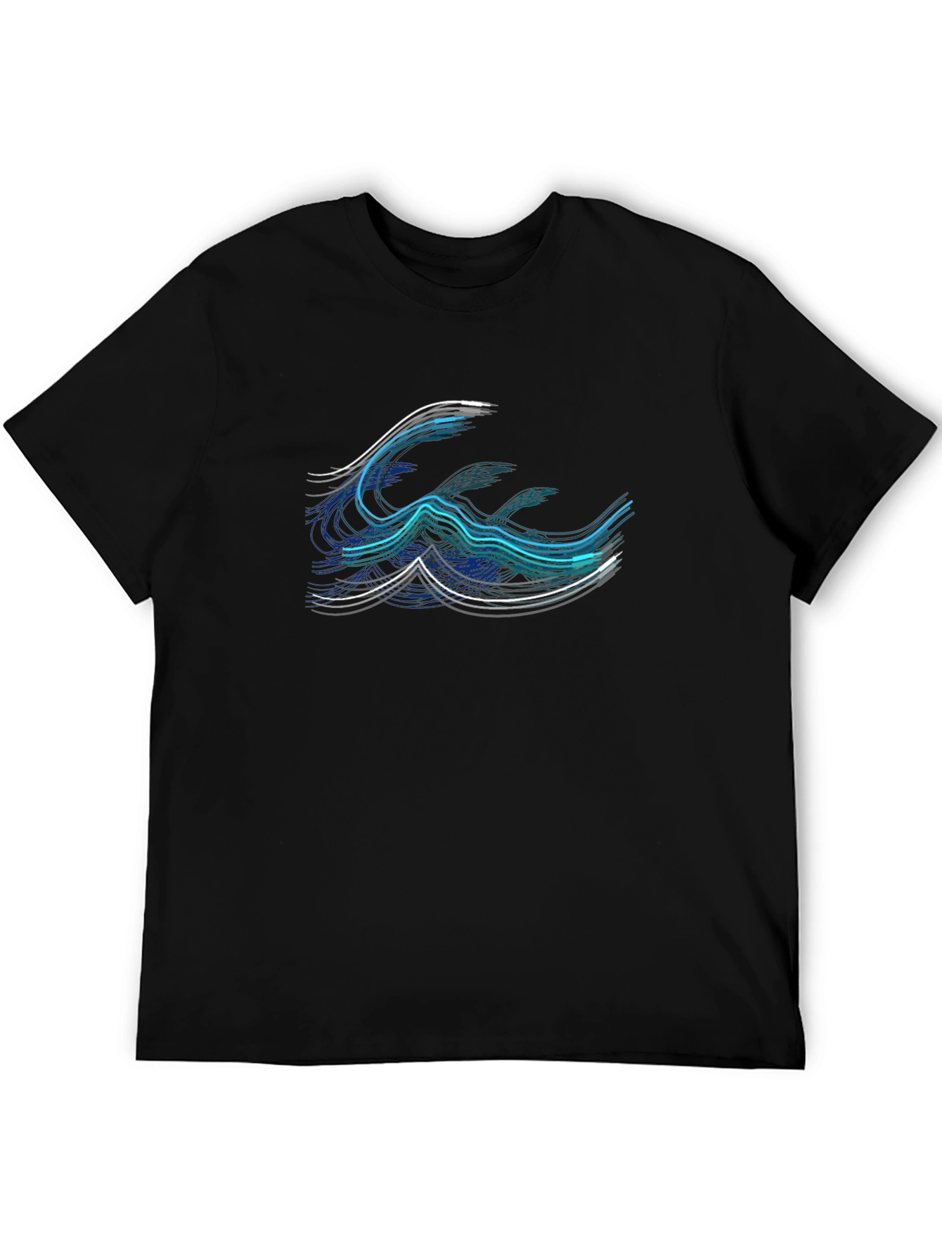 Abstract Wave Graphic Black T-Shirt