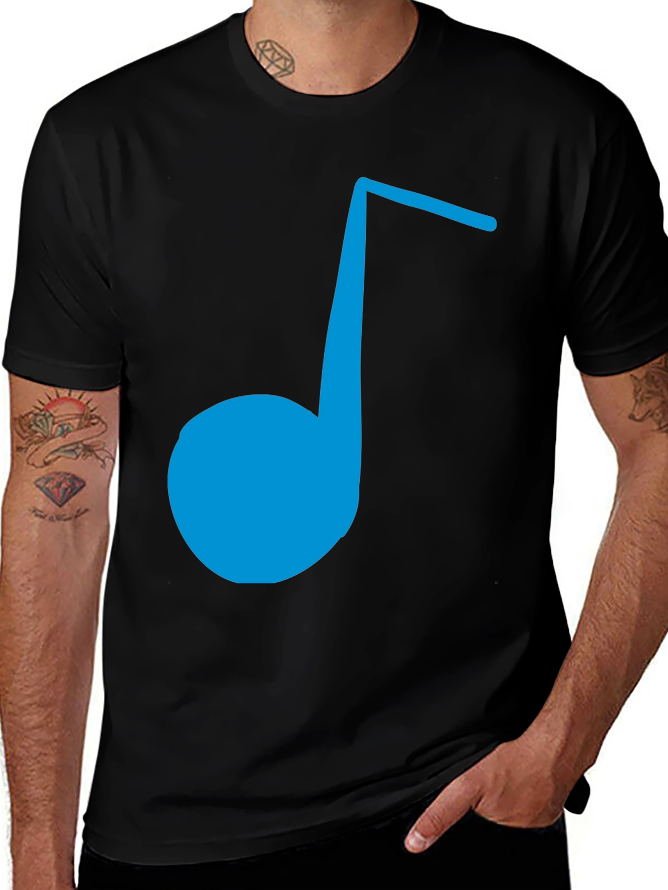 Blue Music Note Graphic Tee