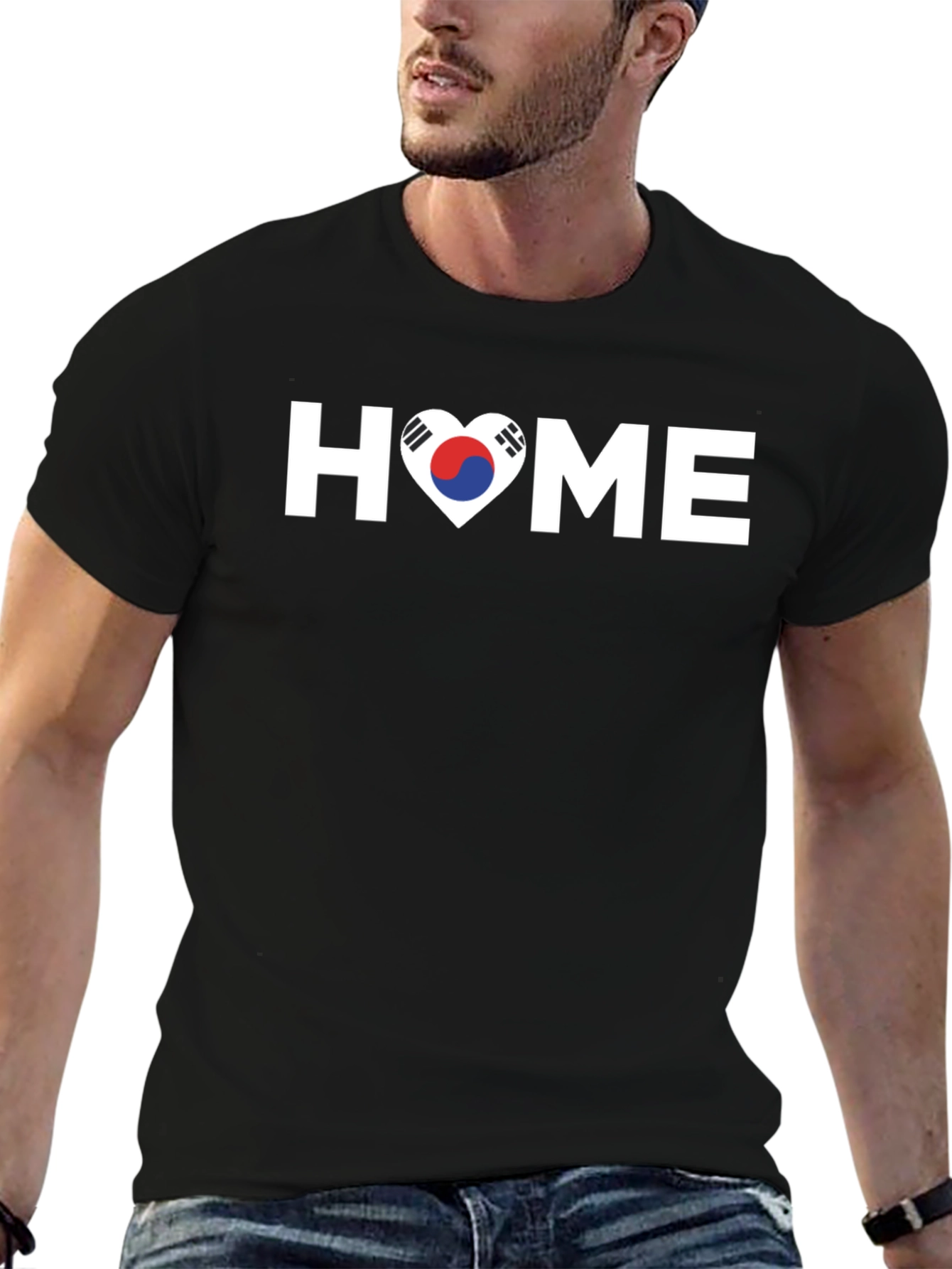 Korean Pride Heart Home T-Shirt - Black