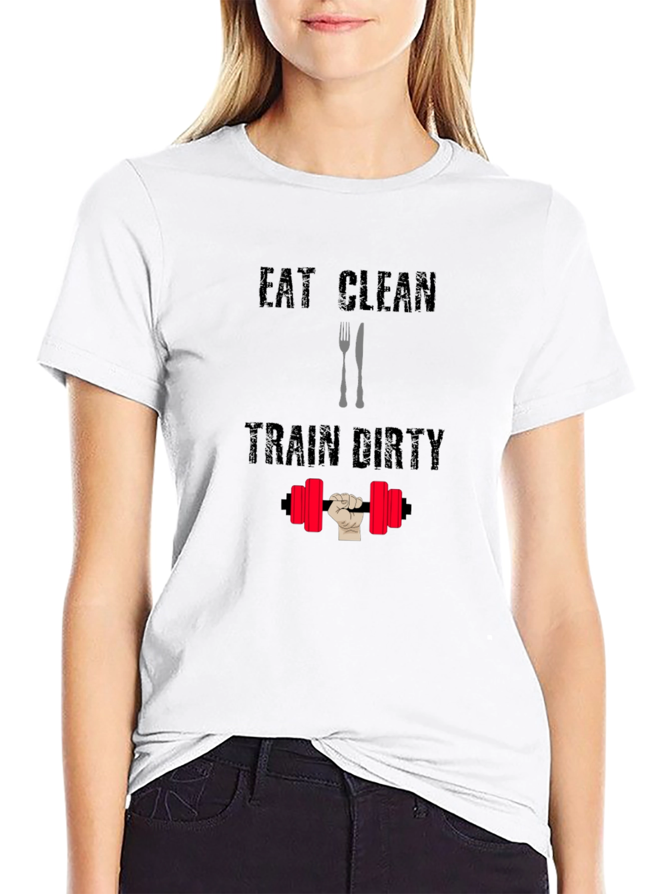 Eat Clean Train Dirty Black Graphic T-Shirt