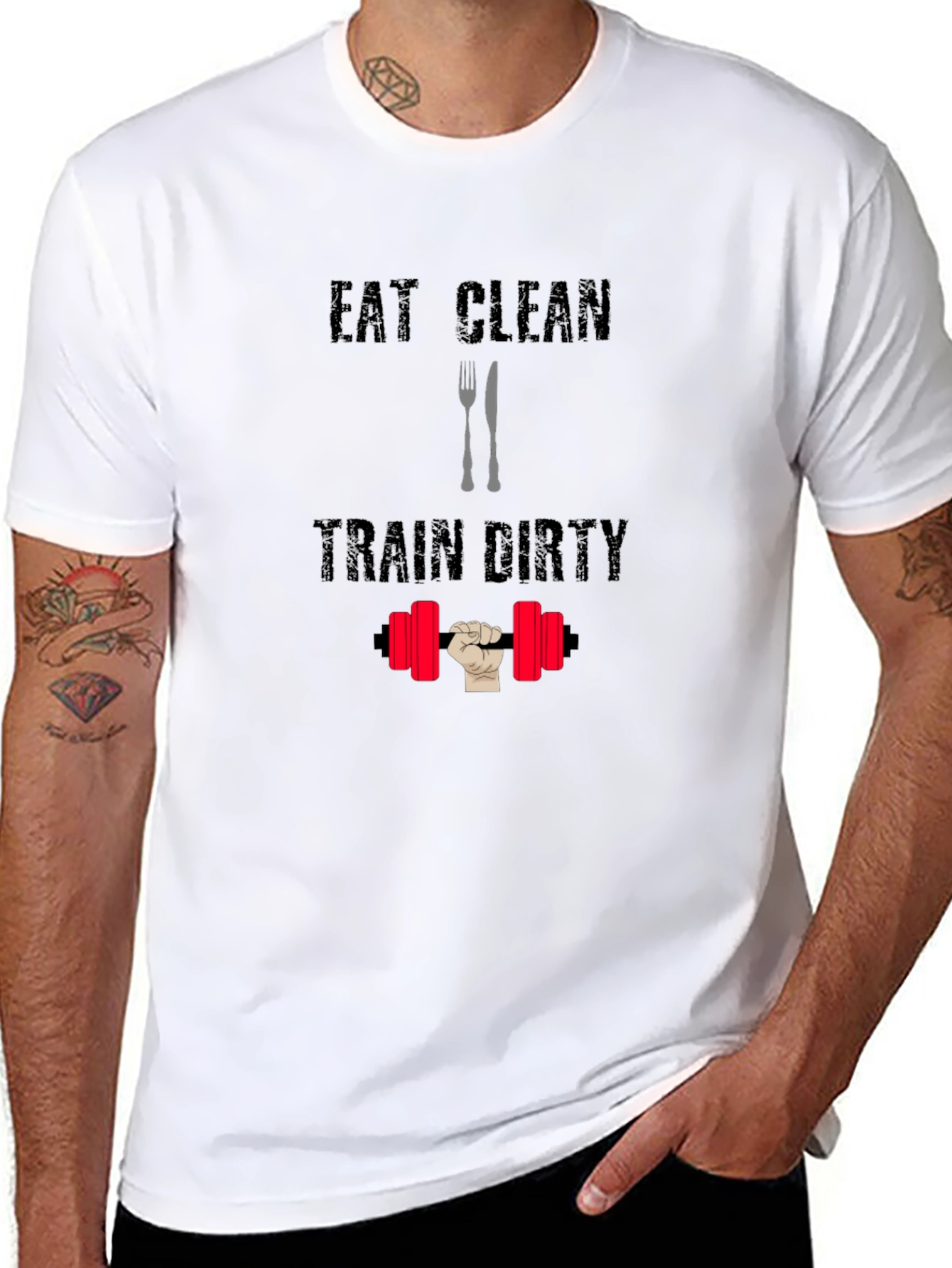 Eat Clean Train Dirty Black Graphic T-Shirt