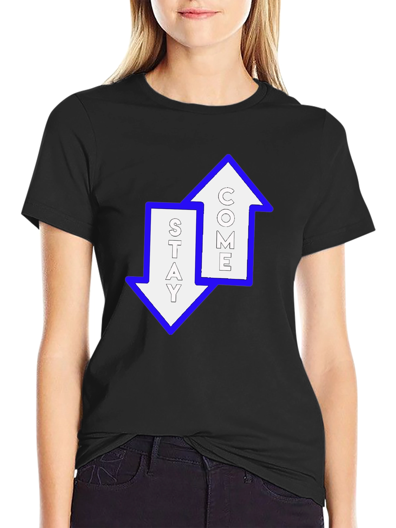 Stay Come Graphic T-Shirt - Trendy Arrows Design