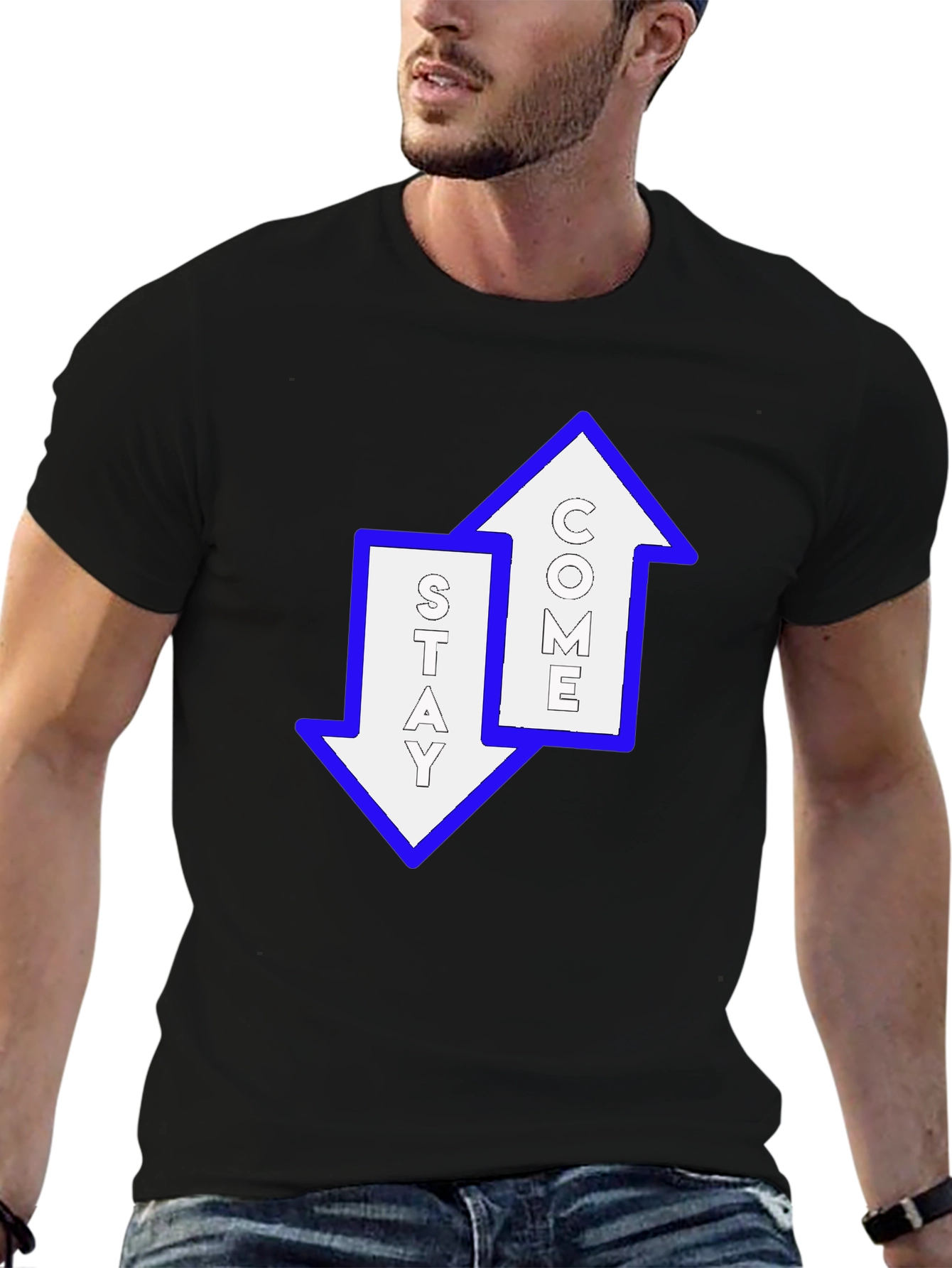 Stay Come Graphic T-Shirt - Trendy Arrows Design