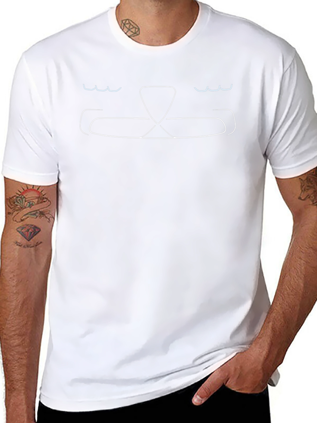 Minimalist Cat Face Graphic Black T-Shirt