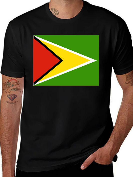Guyana Flag T-Shirt Black Cotton Tee