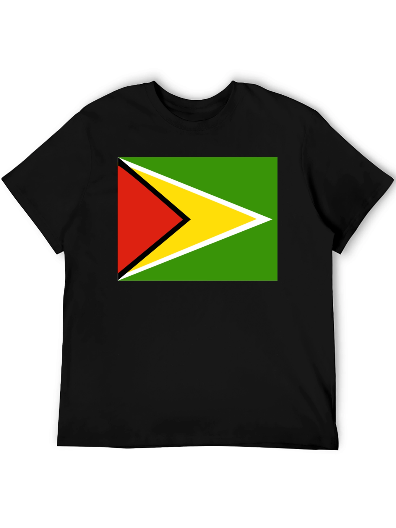Guyana Flag T-Shirt Black Cotton Tee