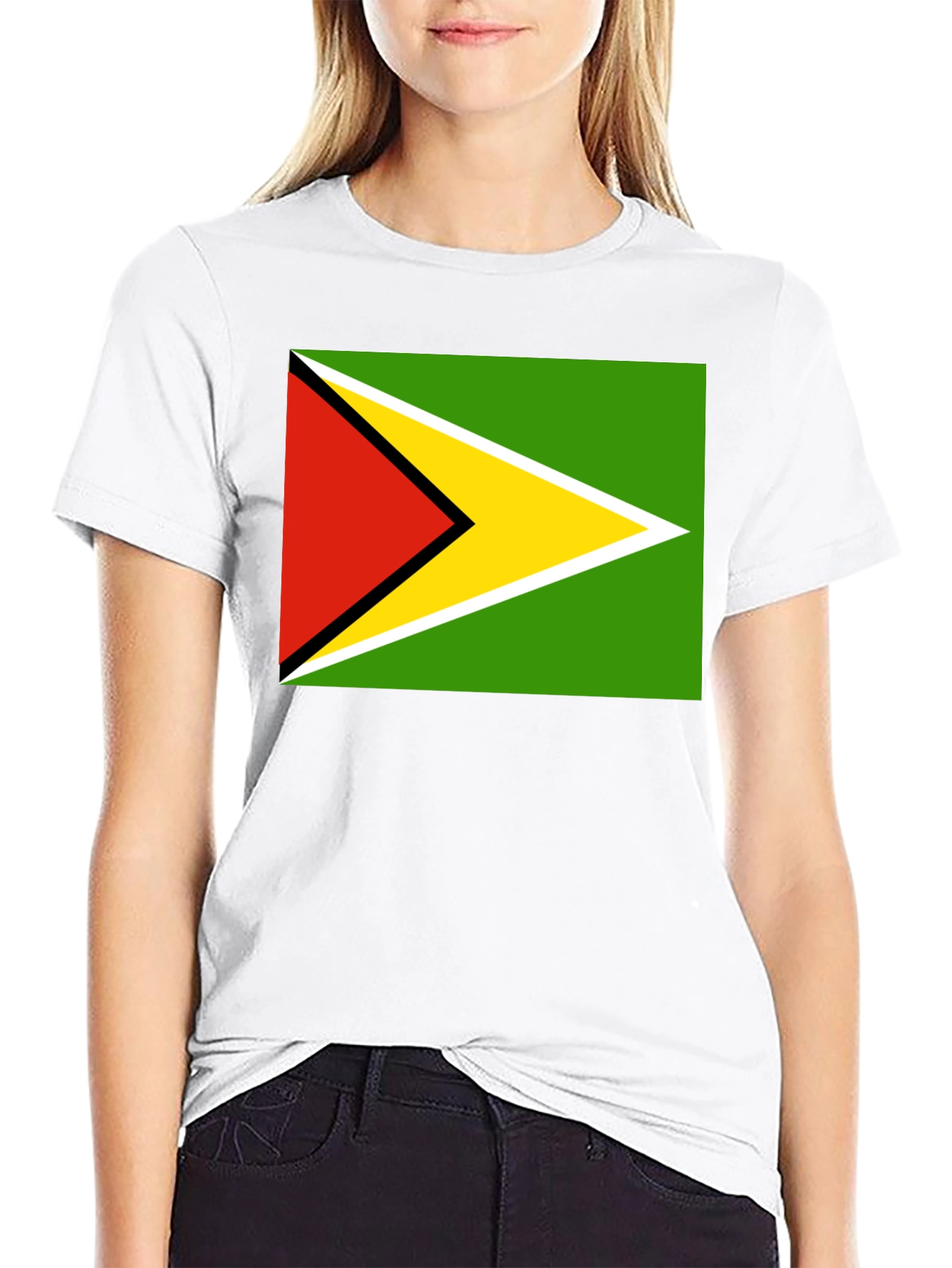 Guyana Flag T-Shirt Black Cotton Tee