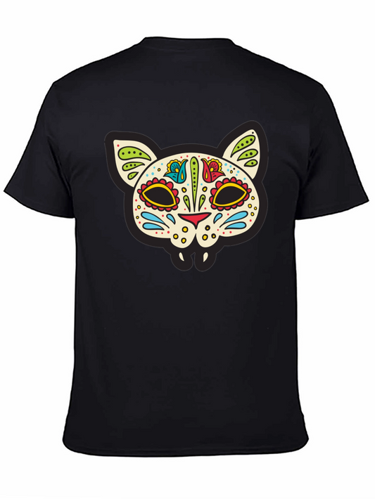 Sugar Skull Cat T-Shirt - Dia de los Muertos Style