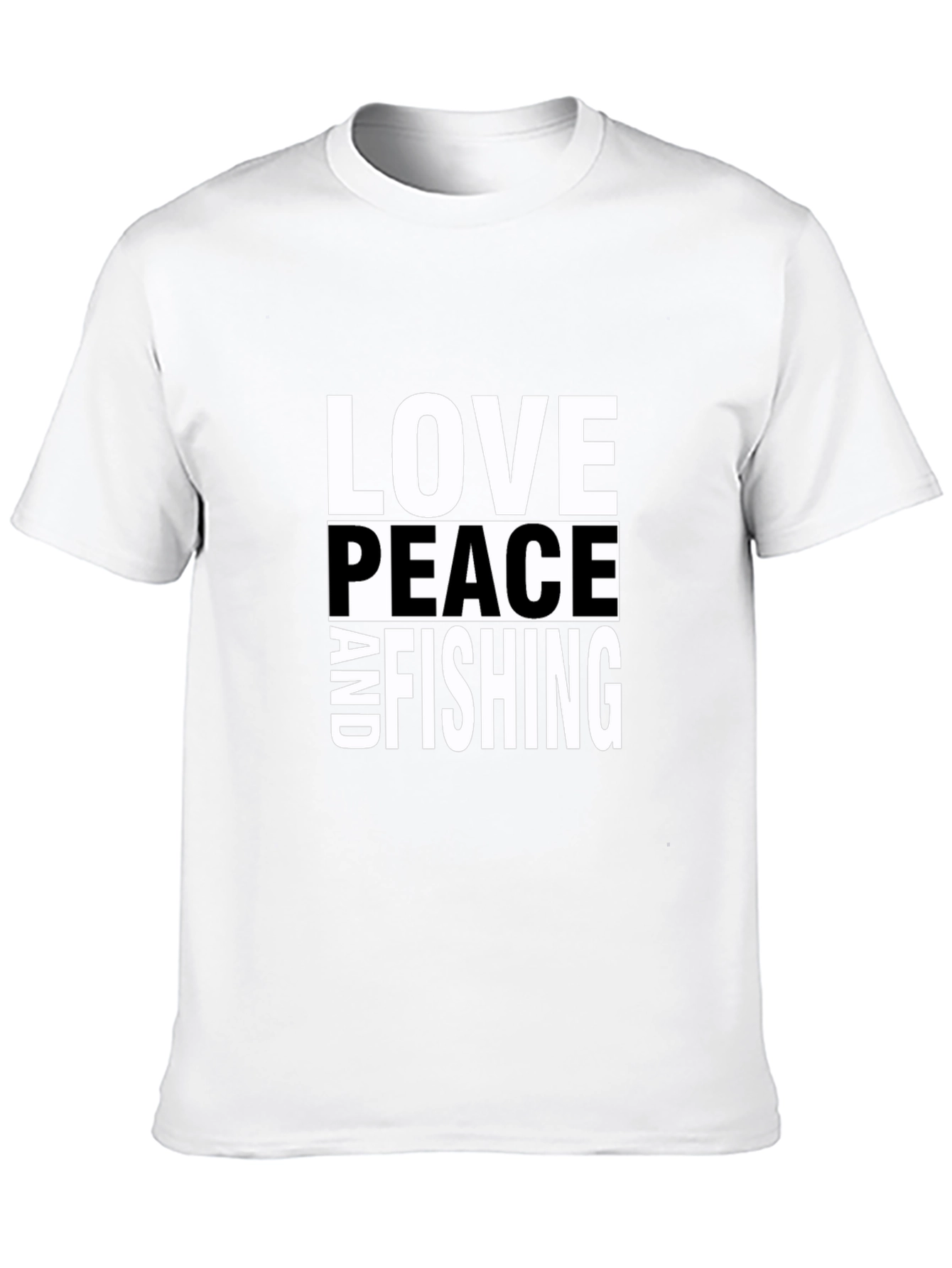Love Peace and Fishing T-Shirt - Black Cotton
