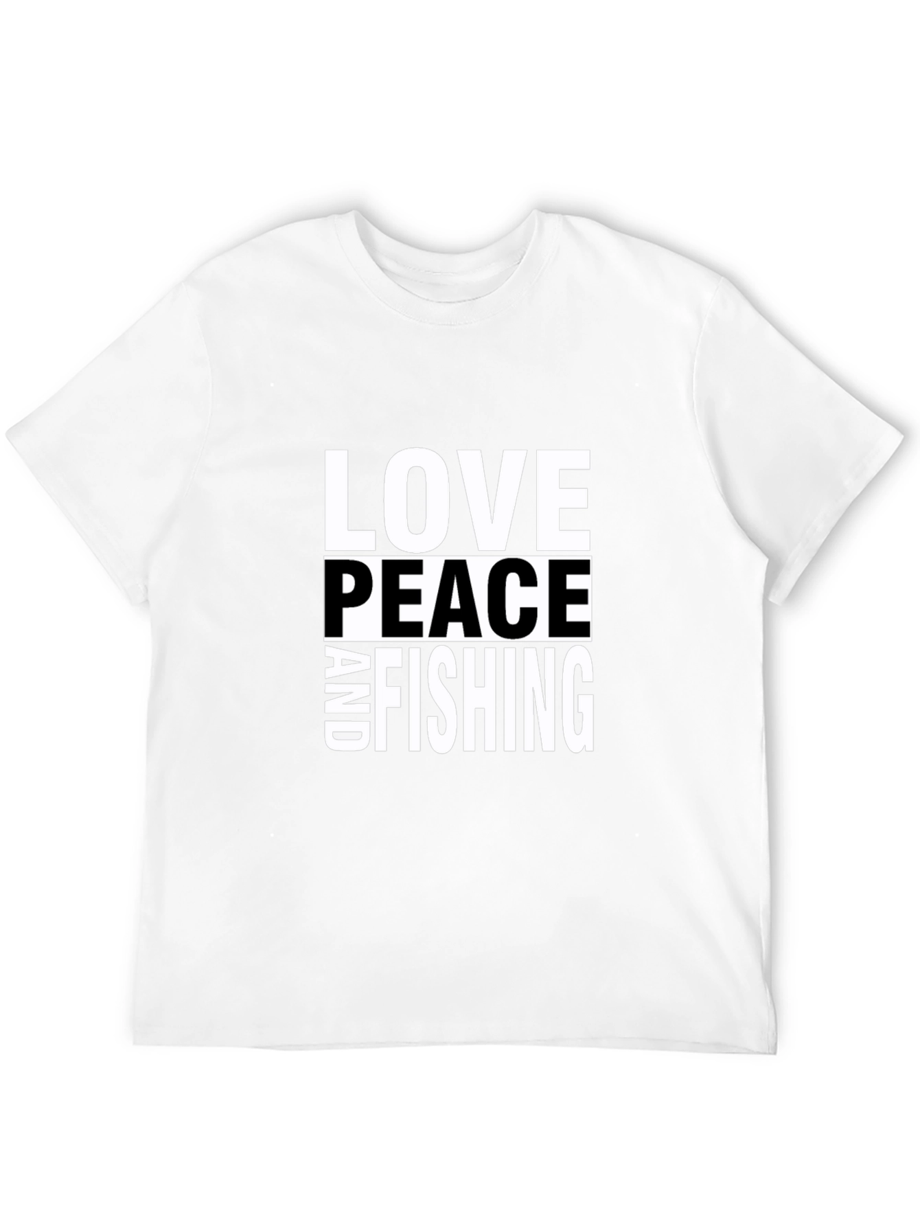 Love Peace and Fishing T-Shirt - Black Cotton