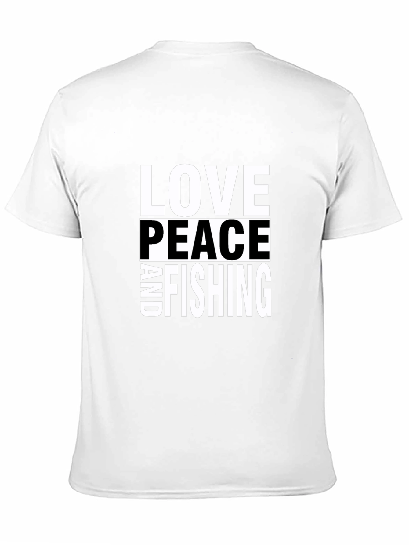 Love Peace and Fishing T-Shirt - Black Cotton