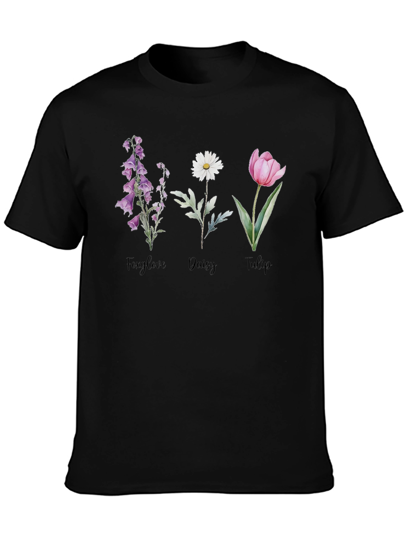 Floral T-Shirt: Foxglove Daisy Tulip Graphic Tee