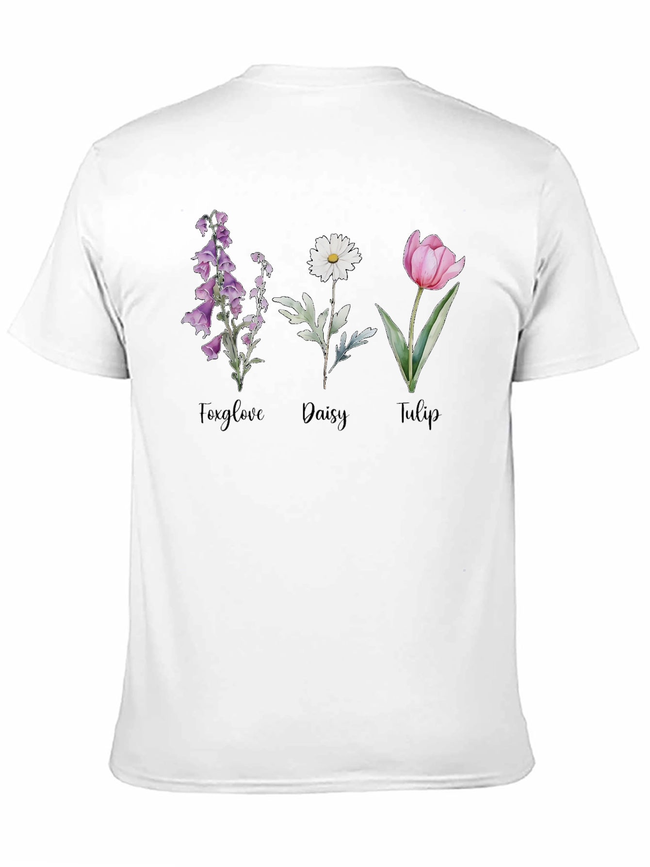 Floral T-Shirt: Foxglove Daisy Tulip Graphic Tee