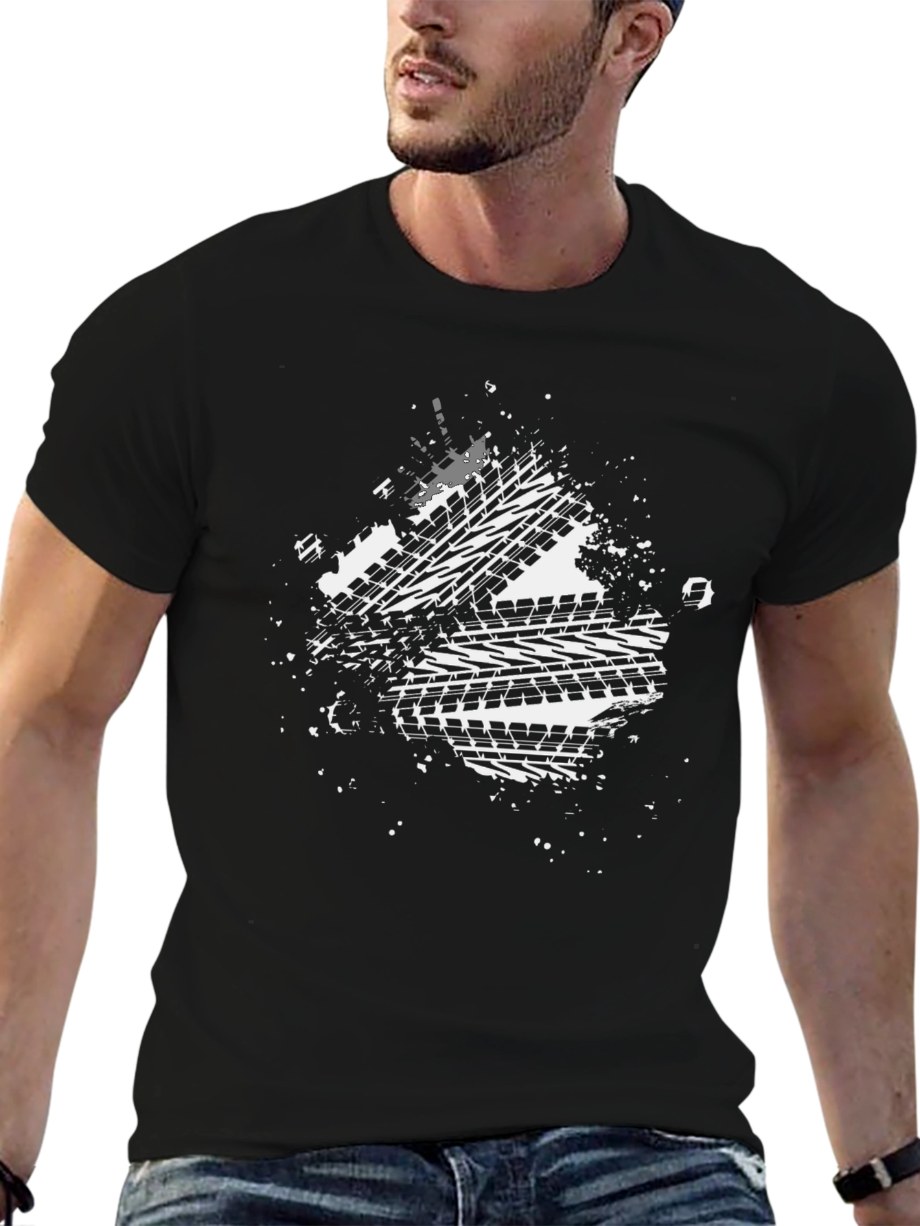 Tire Track Graphic Black T-Shirt