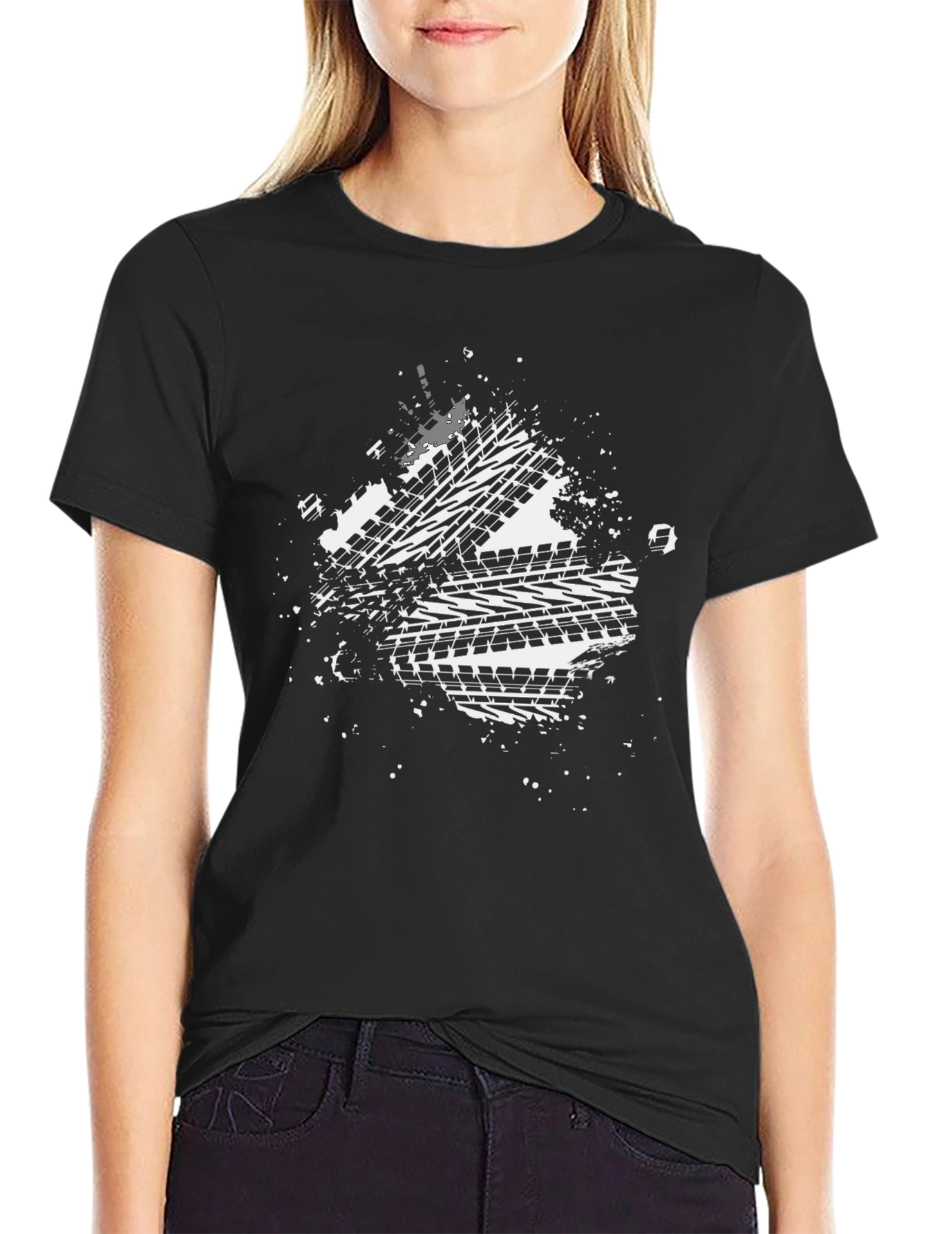 Tire Track Graphic Black T-Shirt