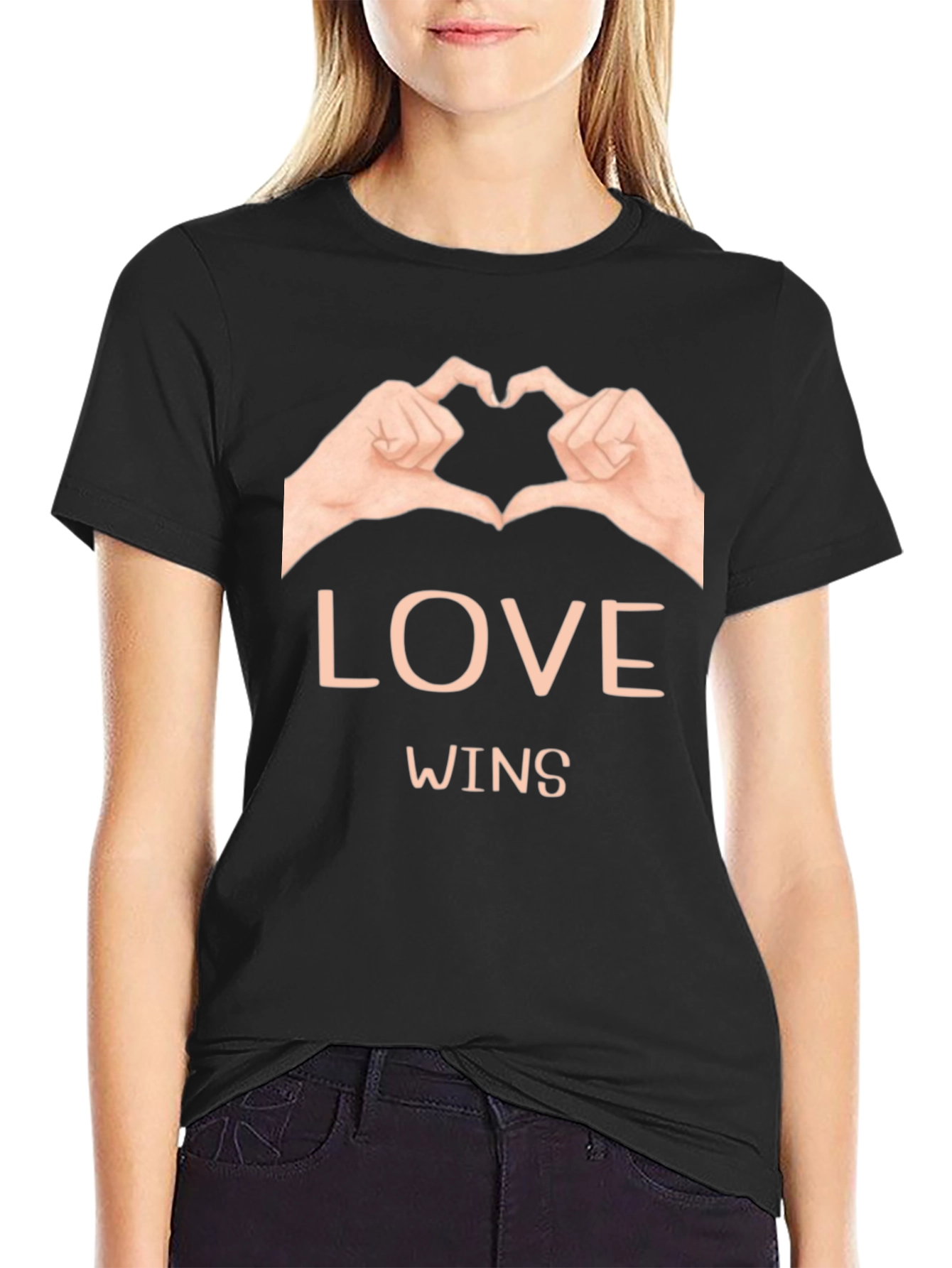 Love Wins Graphic Tee - Black Cotton Casual Shirt
