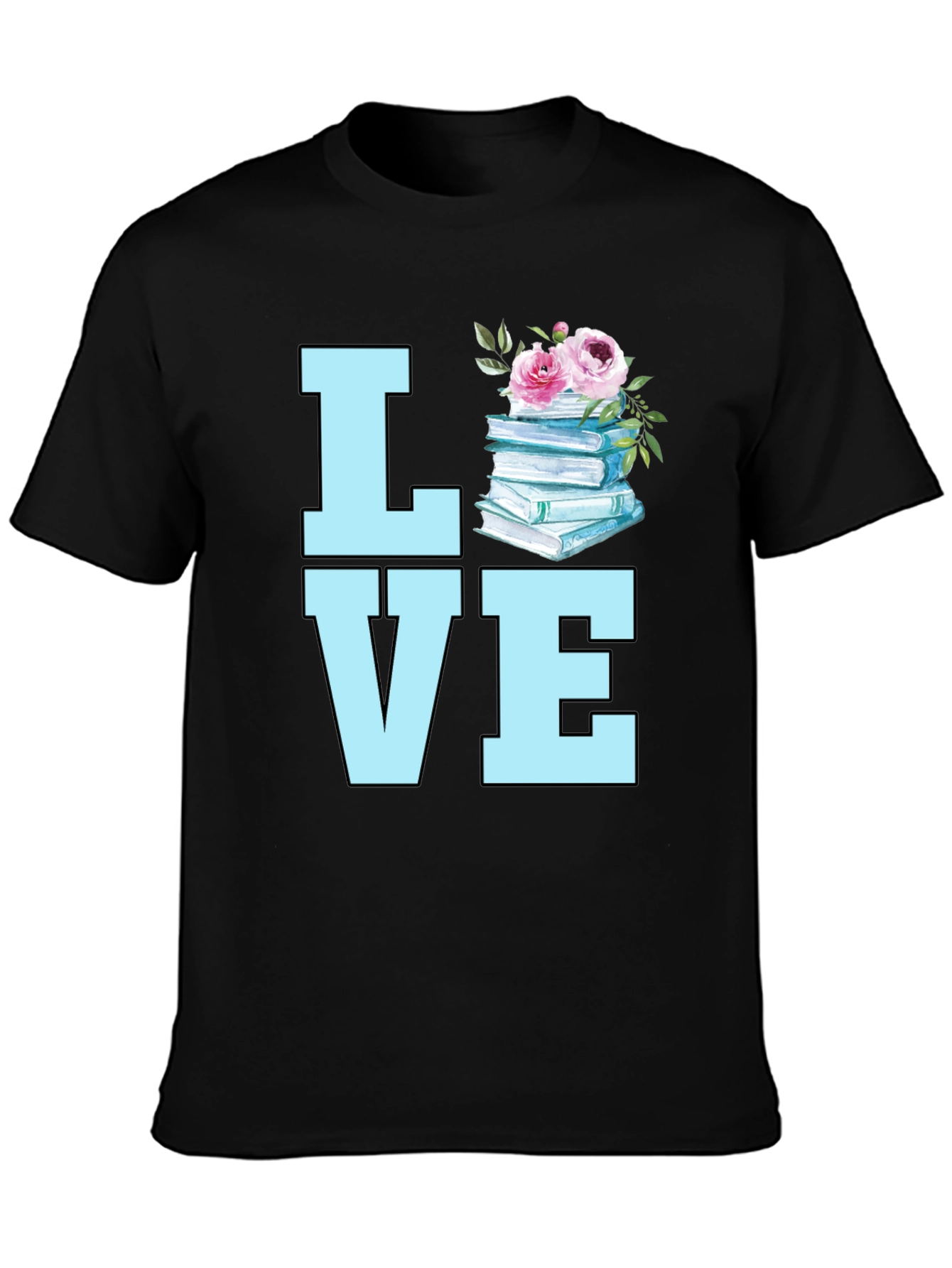 Book Lover T-Shirt - Floral Book Stack Tee