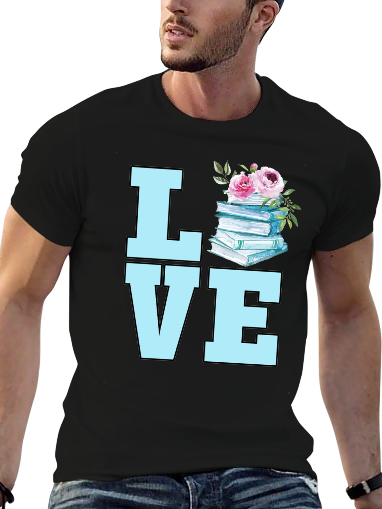 Book Lover T-Shirt - Floral Book Stack Tee