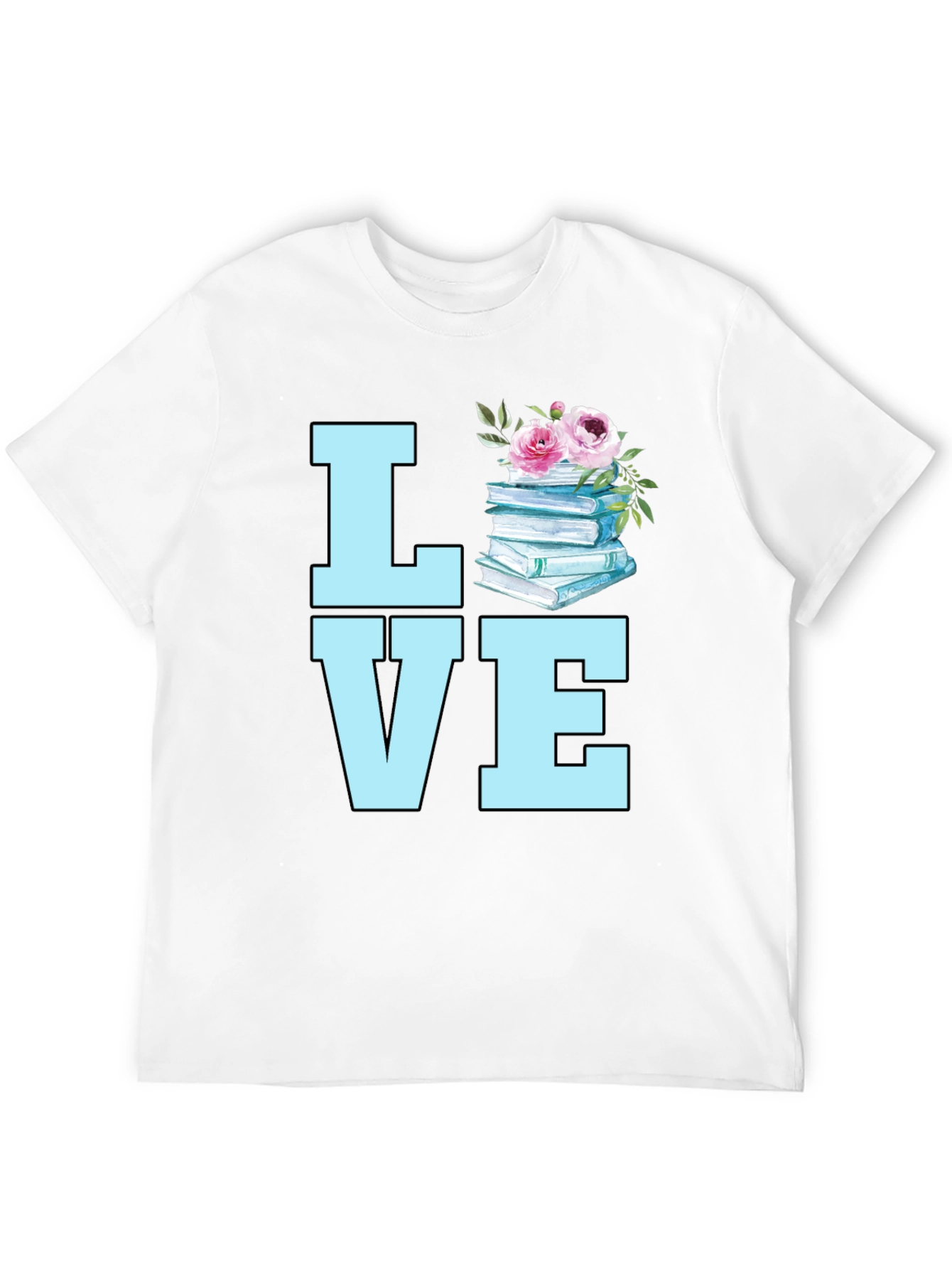 Book Lover T-Shirt - Floral Book Stack Tee