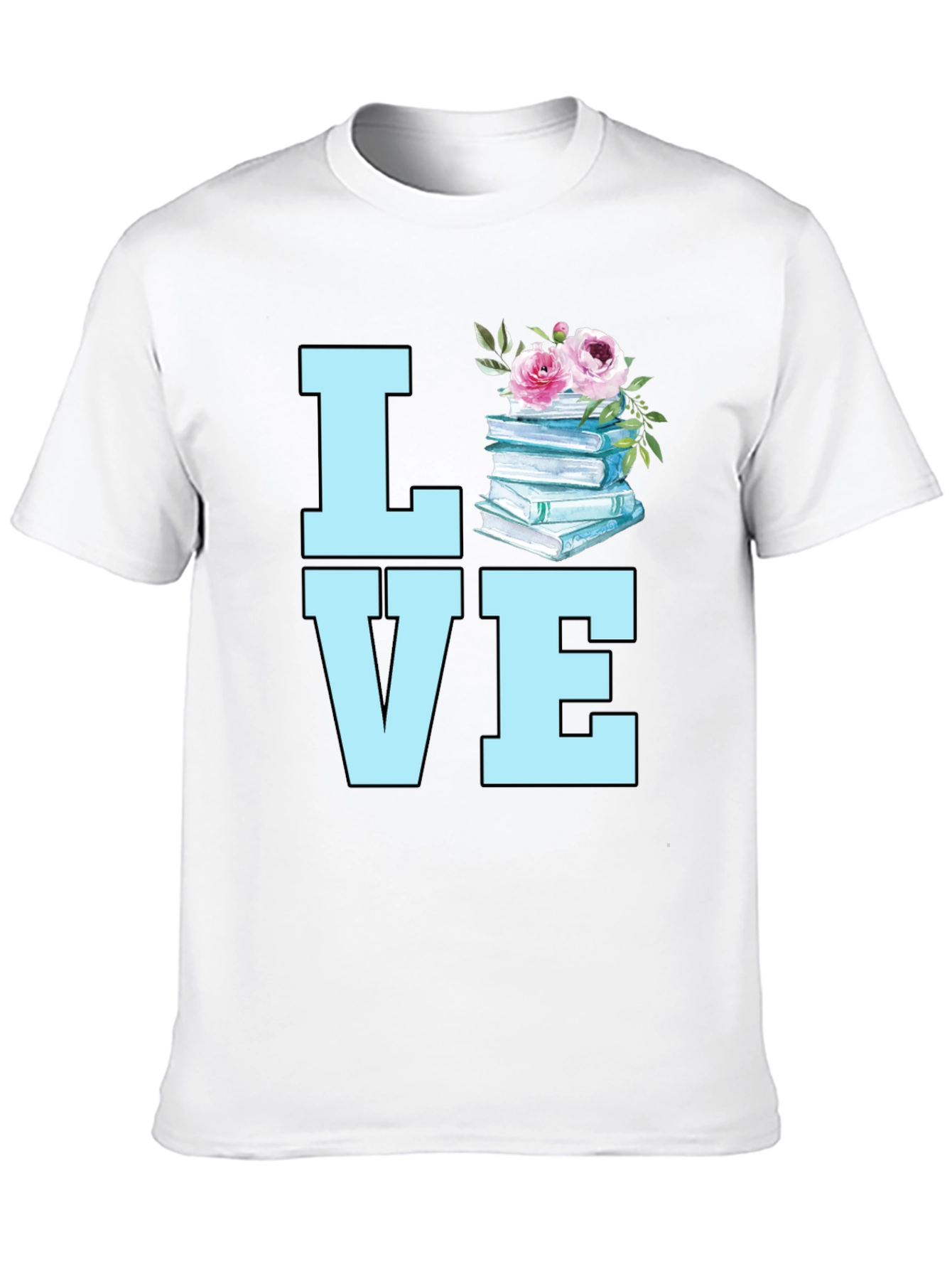 Book Lover T-Shirt - Floral Book Stack Tee