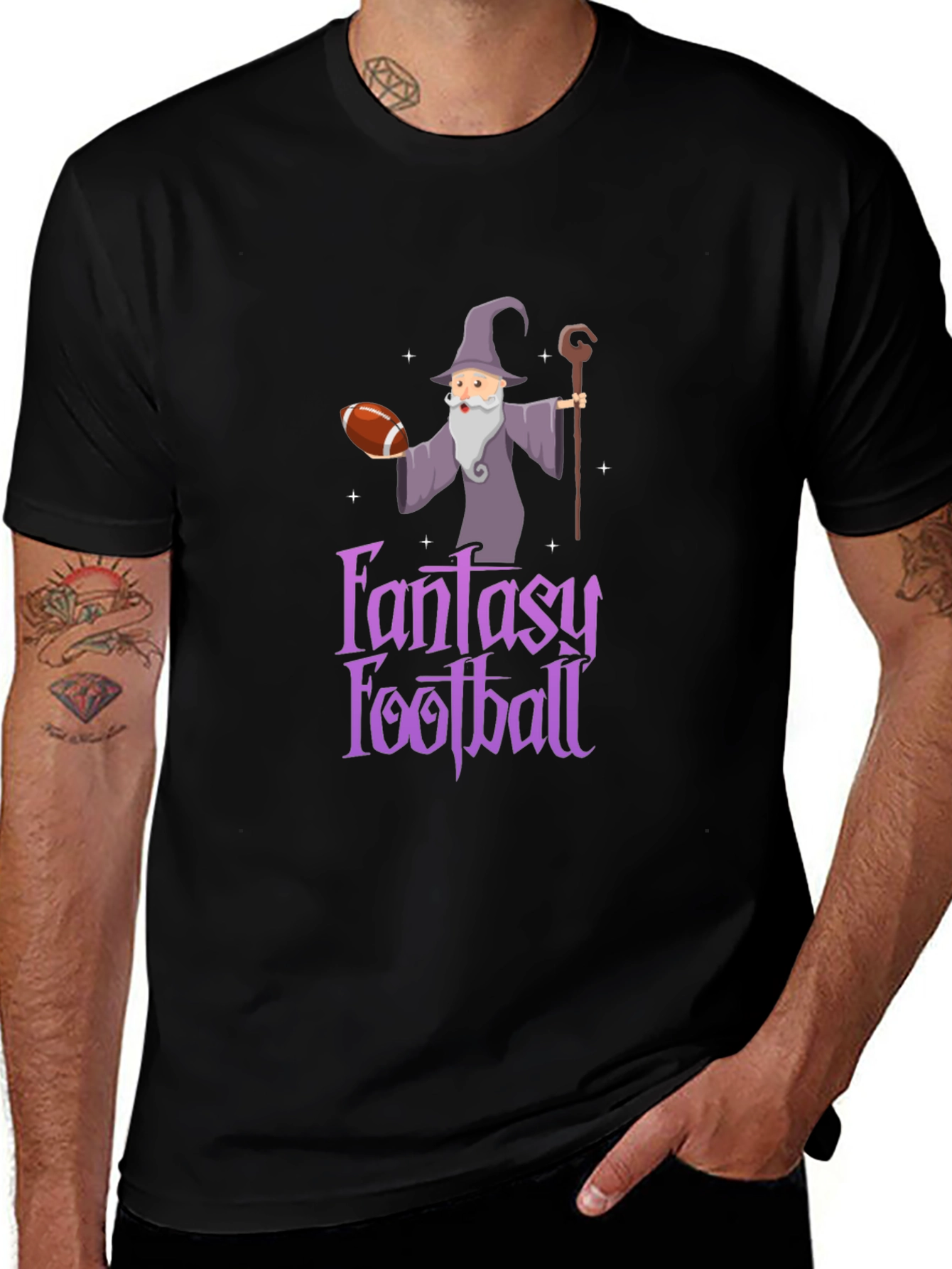 Fantasy Football Wizard Graphic Tee - Black