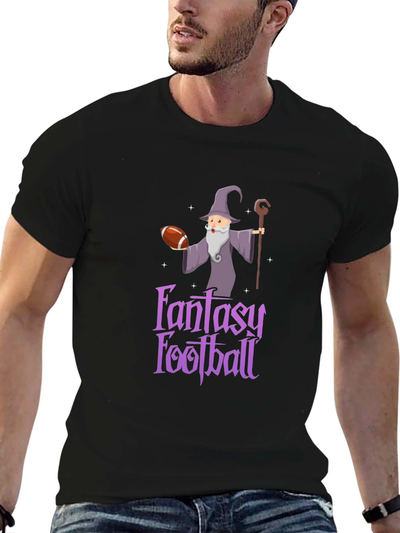 Fantasy Football Wizard Graphic Tee - Black