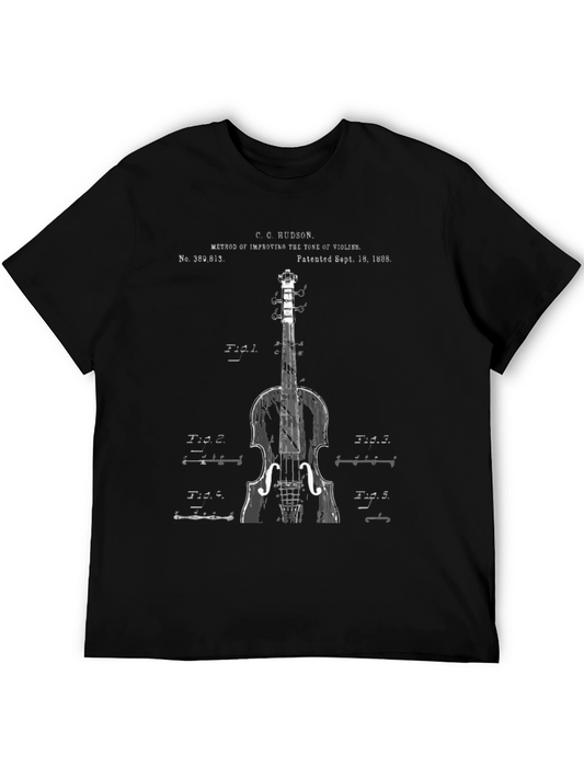 Vintage Violin Patent Print T-Shirt