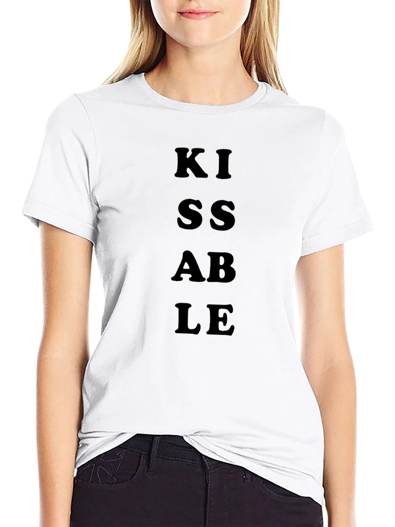 Kissable Graphic Black T-Shirt Casual Wear