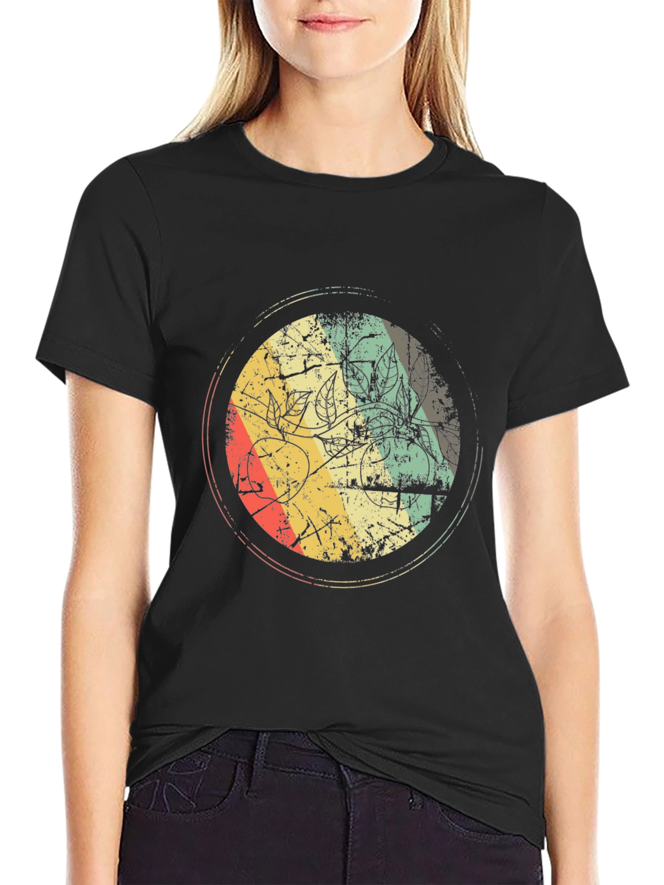 Retro Graphic Print Black T-Shirt