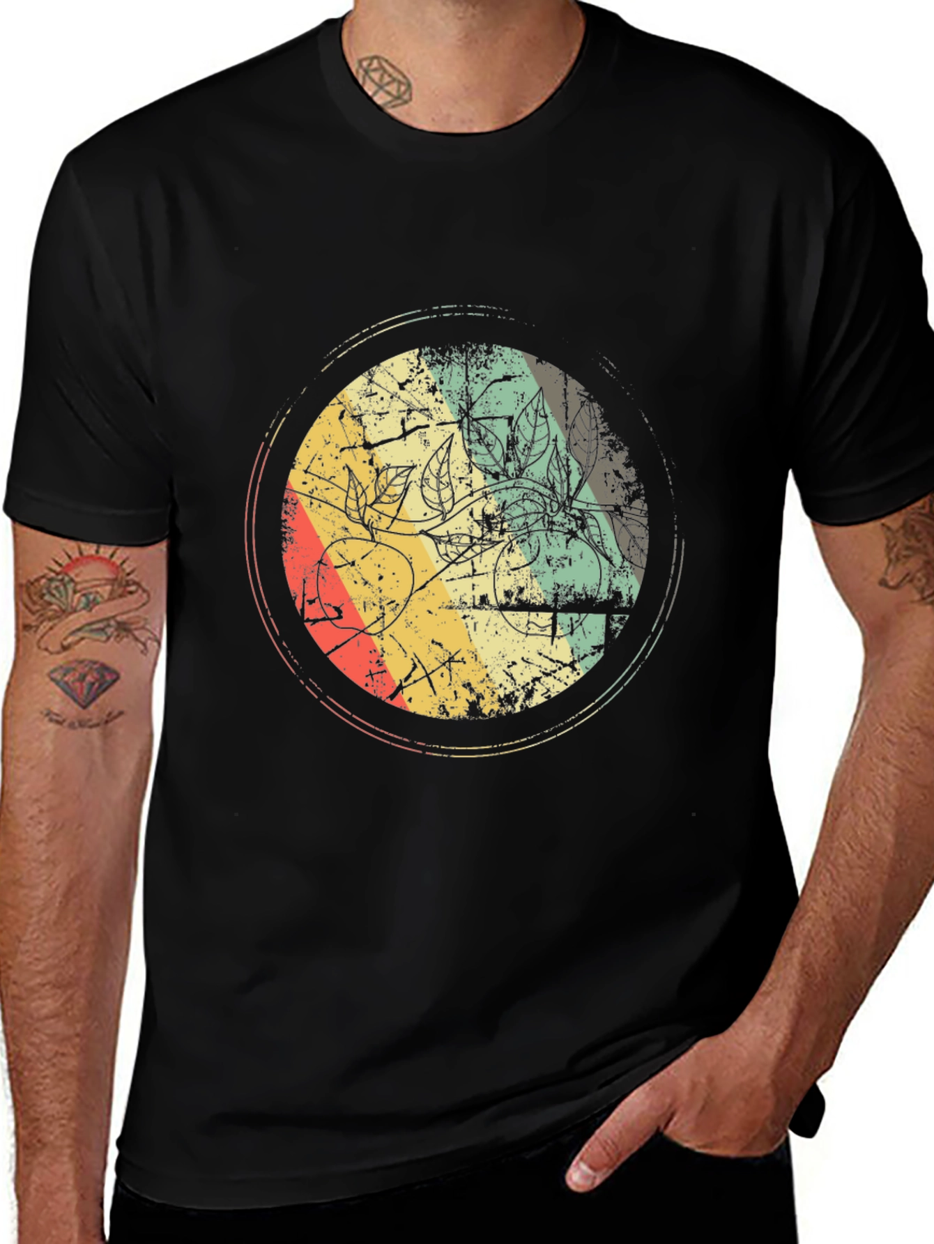 Retro Graphic Print Black T-Shirt