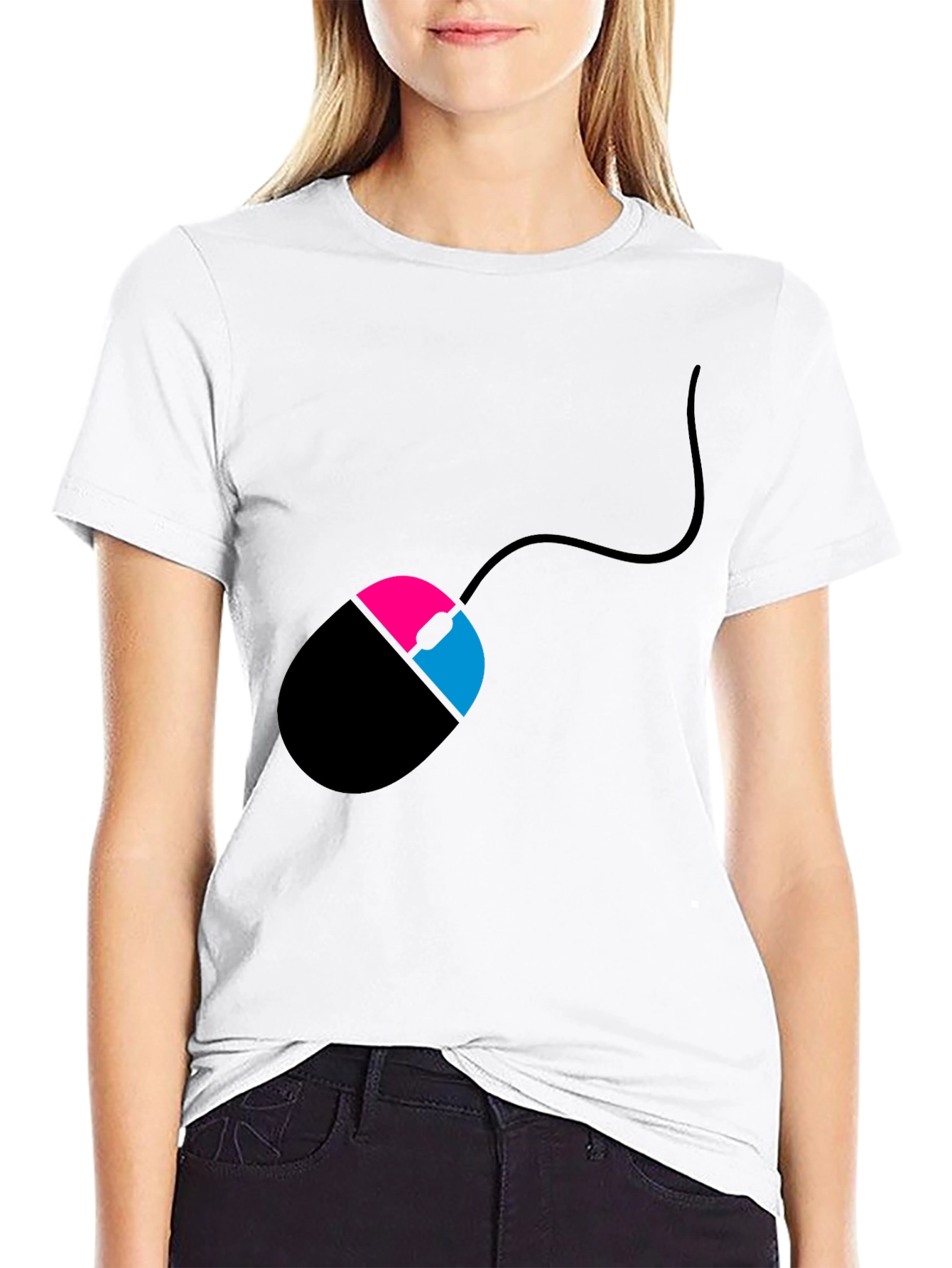 Mens Black T-Shirt with Mouse Design