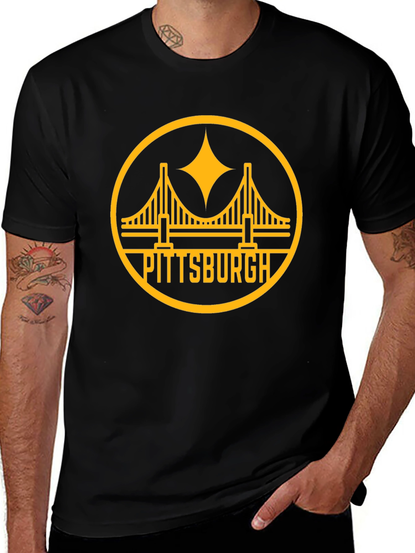 Pittsburgh Bridge T-Shirt - Black & Gold