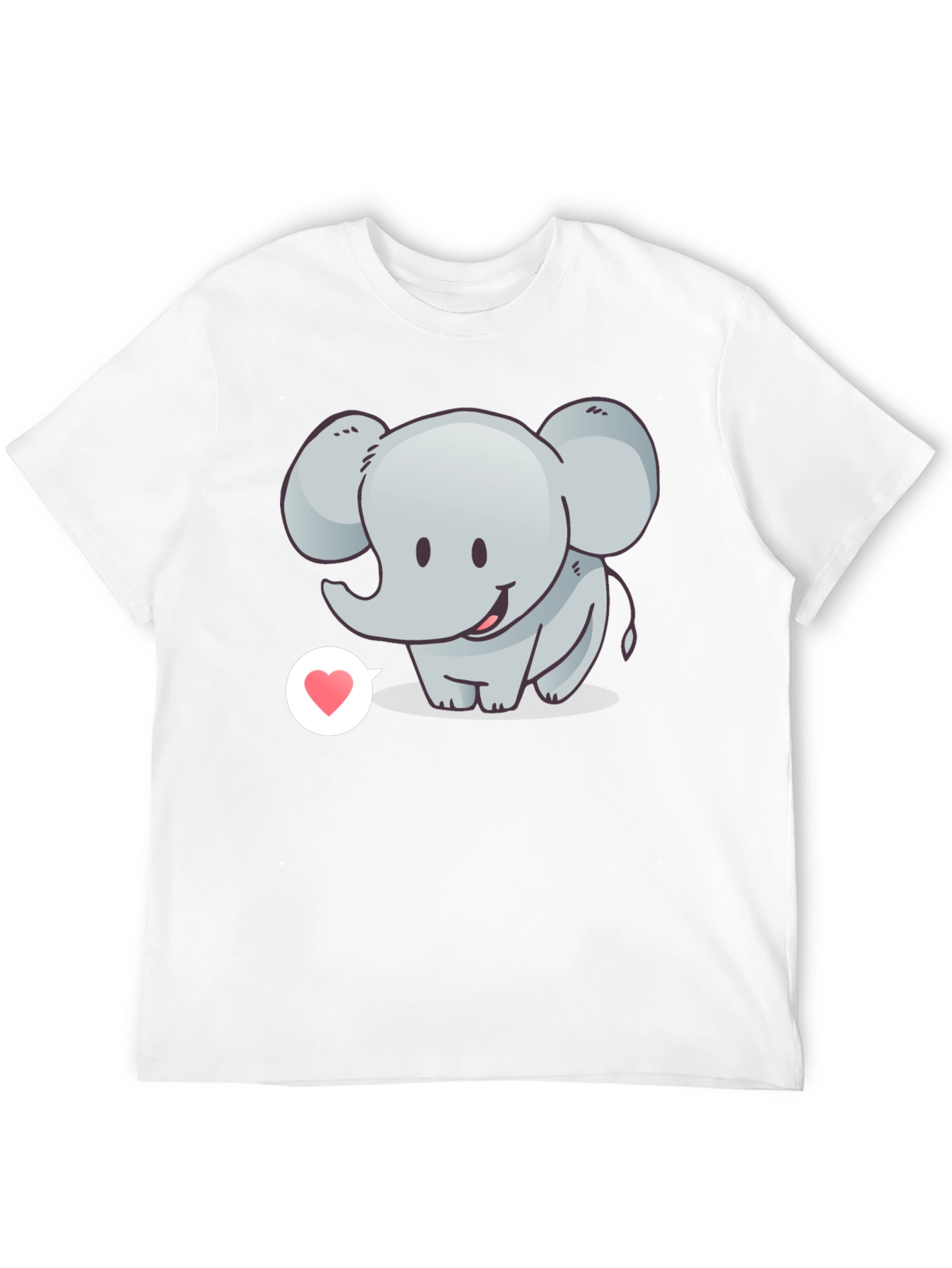 Cute Elephant with Heart T-Shirt - Black