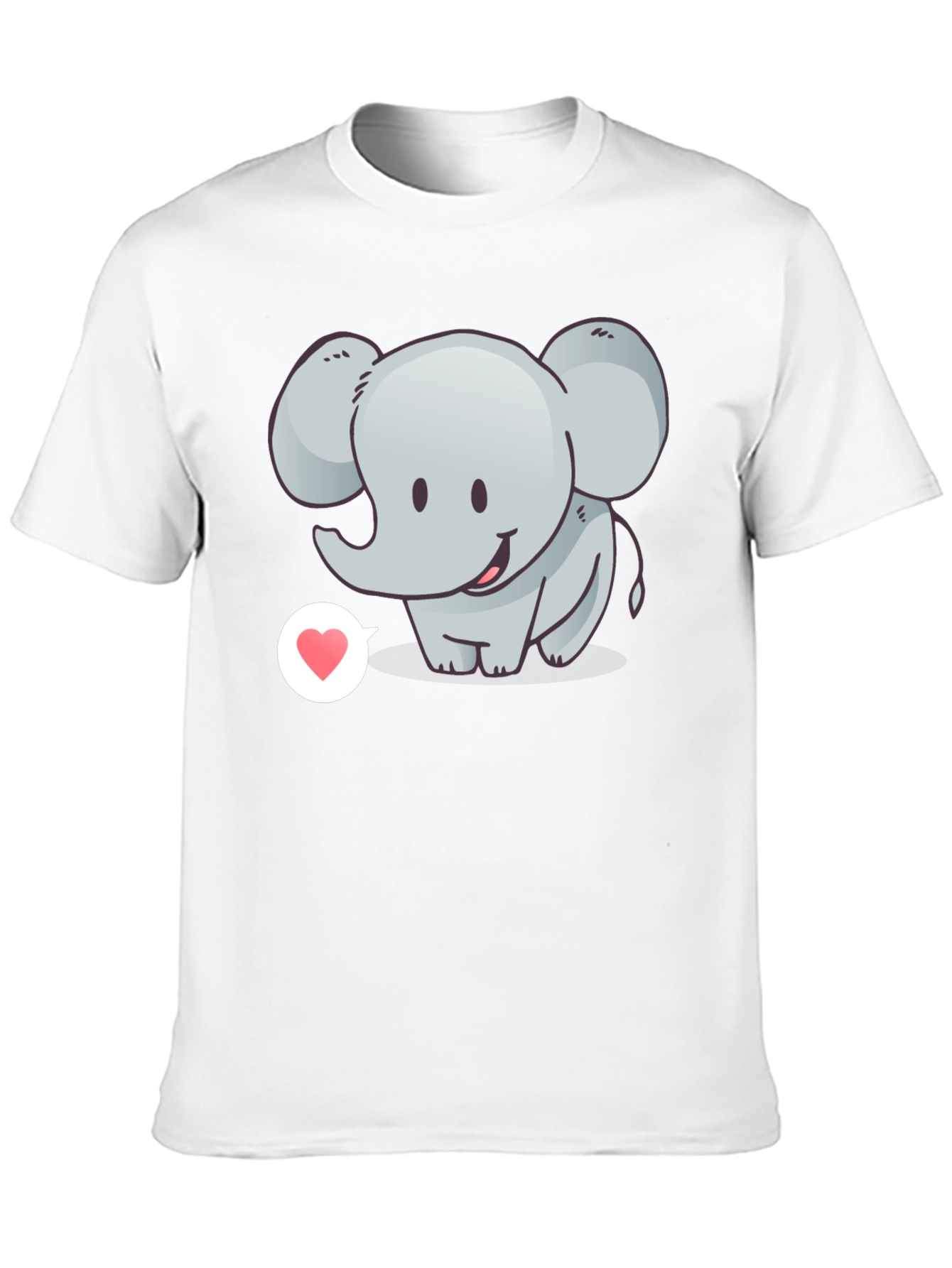 Cute Elephant with Heart T-Shirt - Black