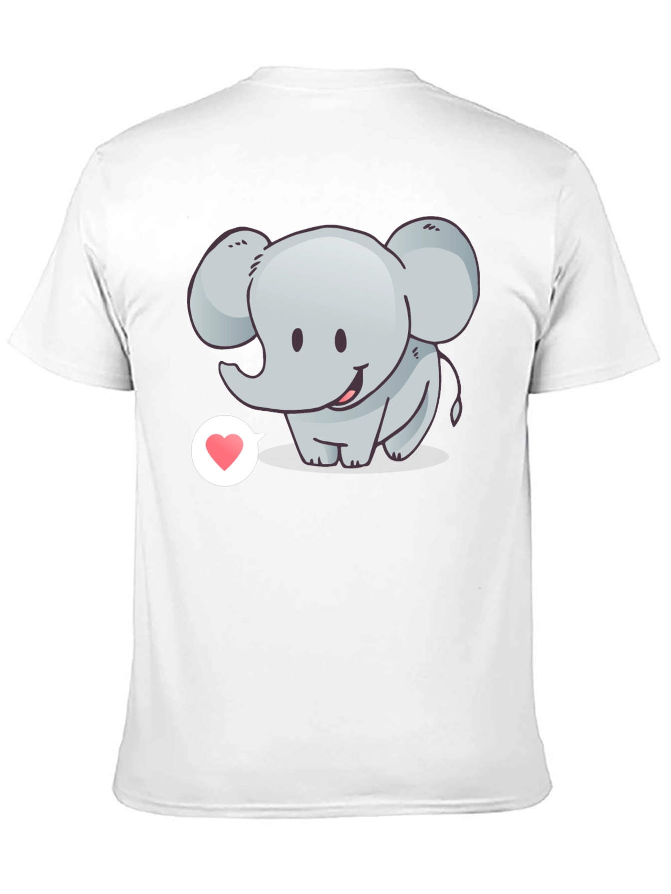 Cute Elephant with Heart T-Shirt - Black
