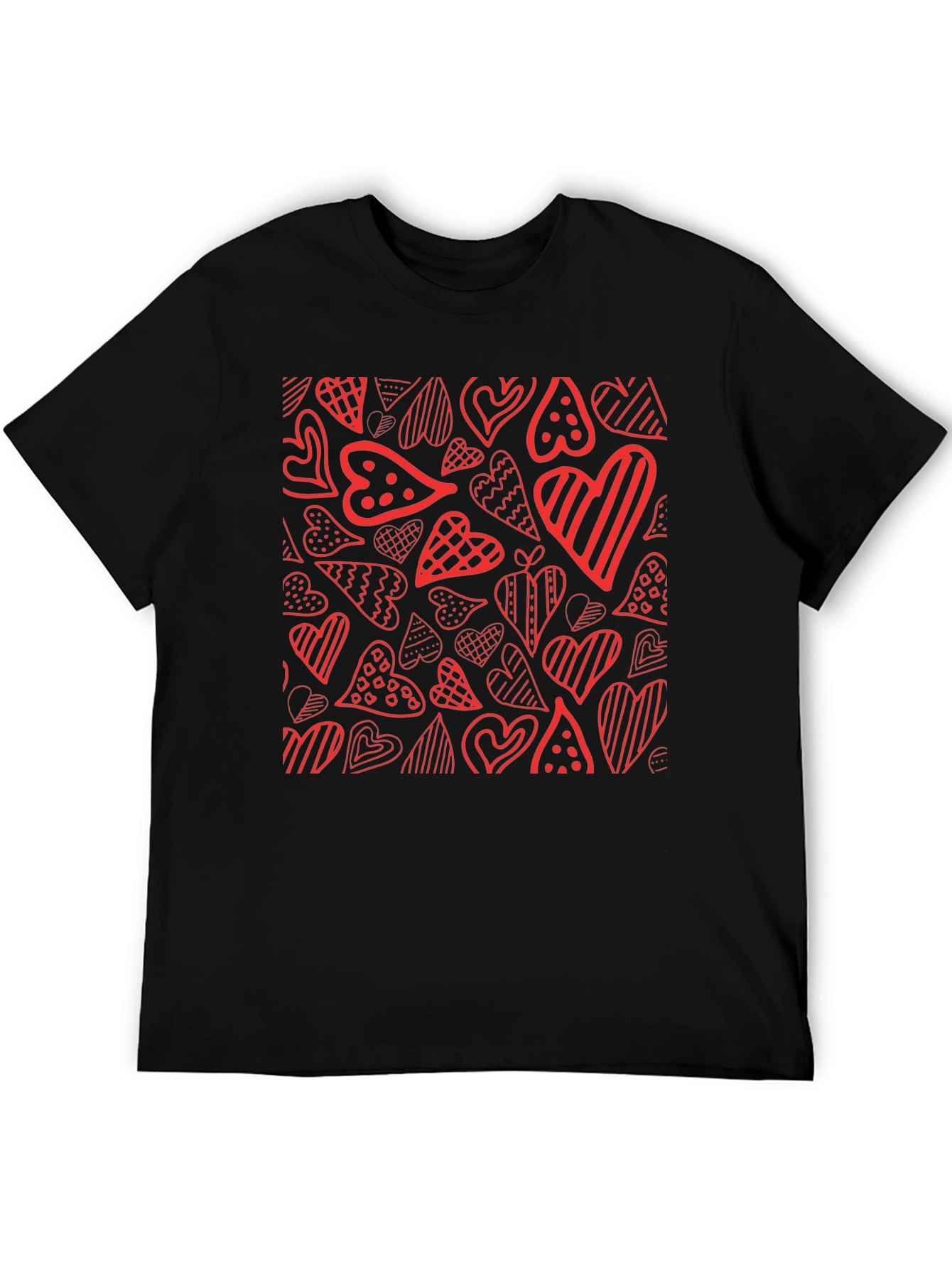 Heart Pattern Tee - Black Graphic T-Shirt
