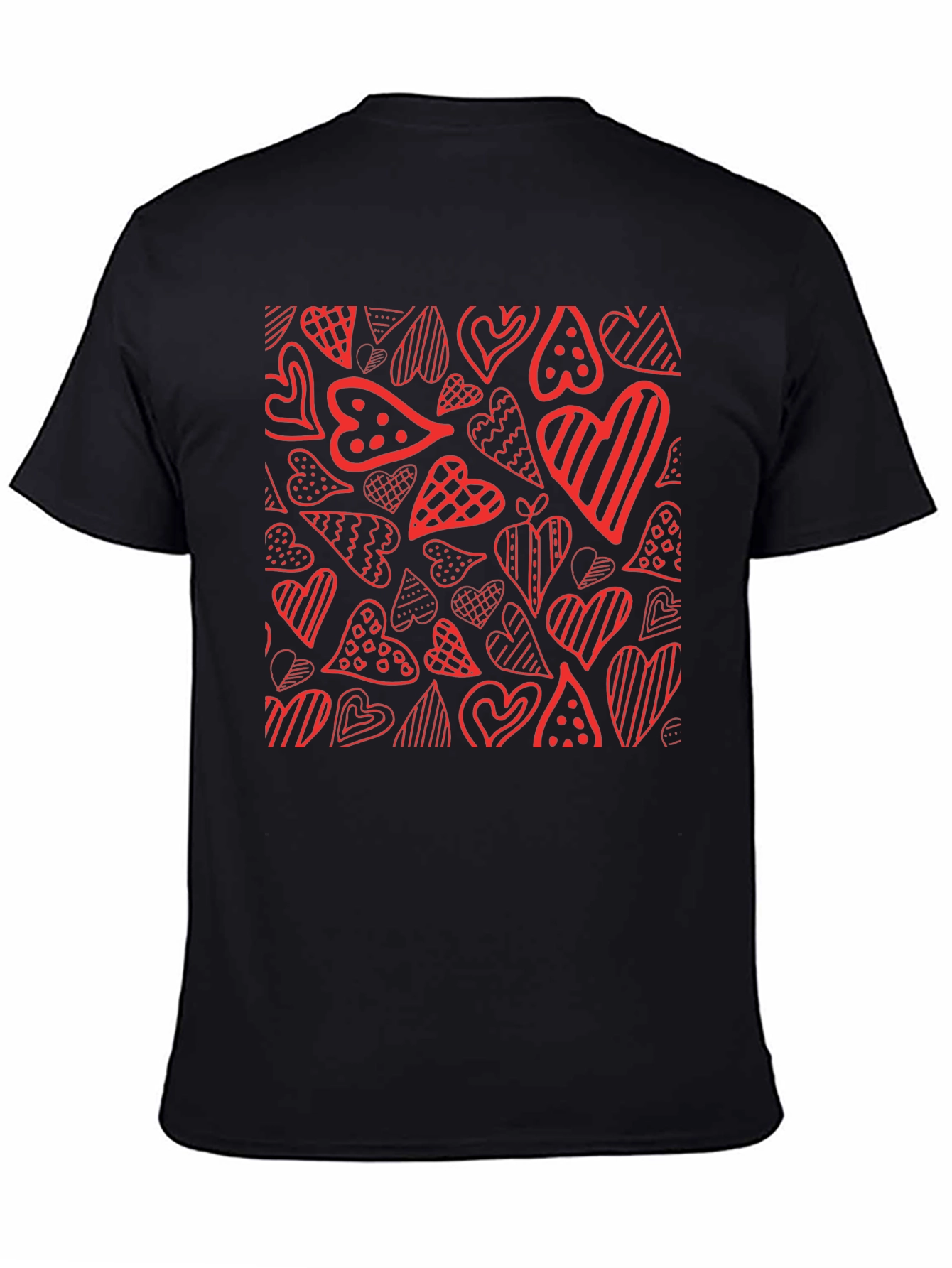 Heart Pattern Tee - Black Graphic T-Shirt