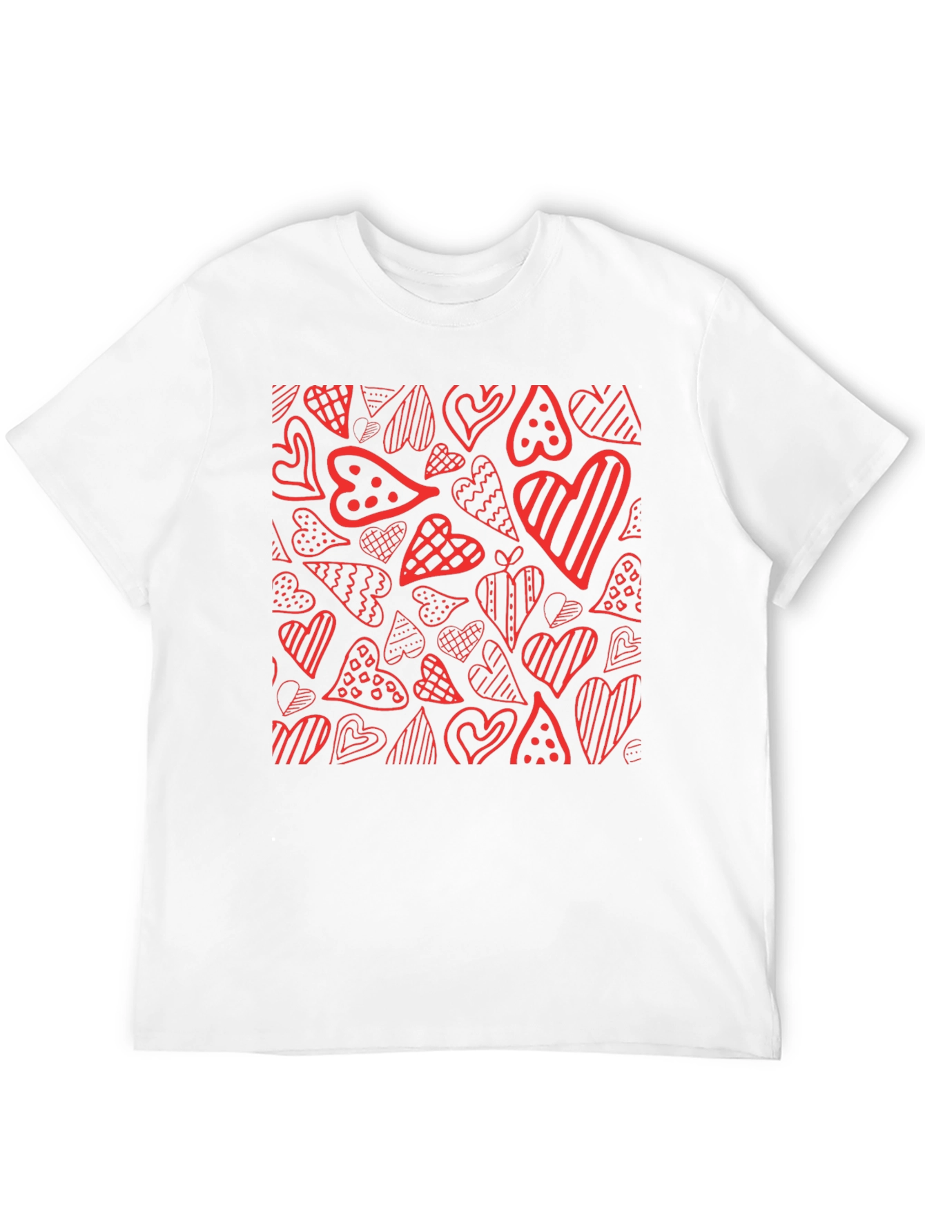 Heart Pattern Tee - Black Graphic T-Shirt