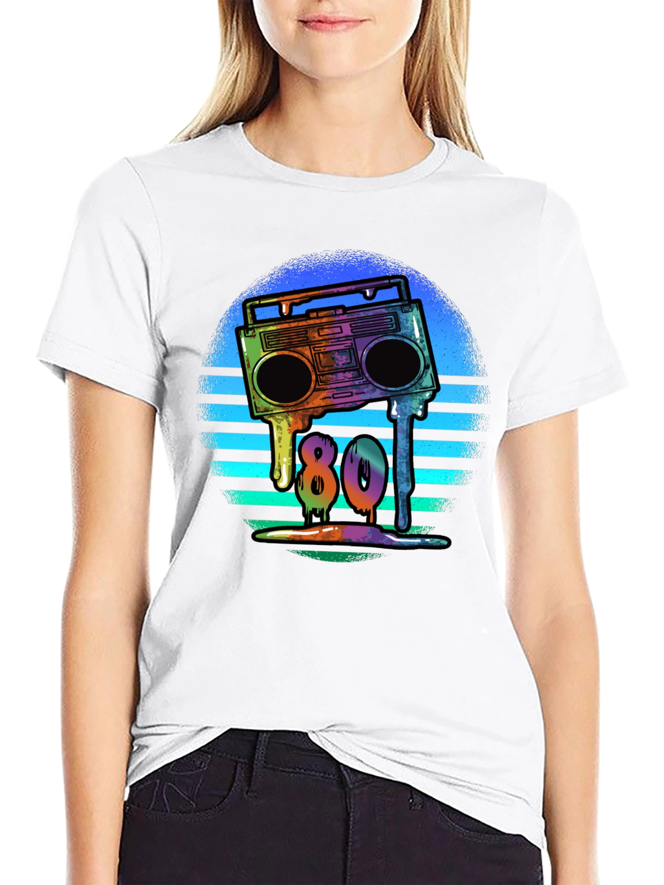 Retro 80s Boombox T-Shirt - Meltdown Design
