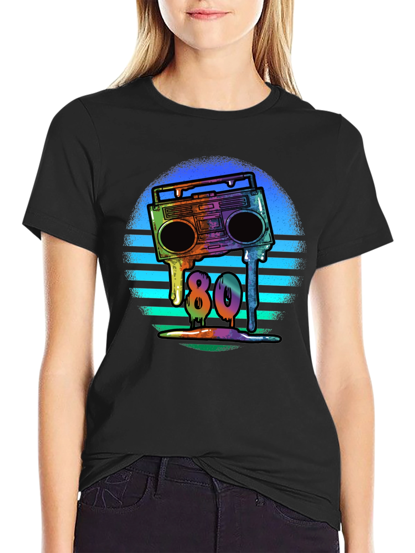 Retro 80s Boombox T-Shirt - Meltdown Design