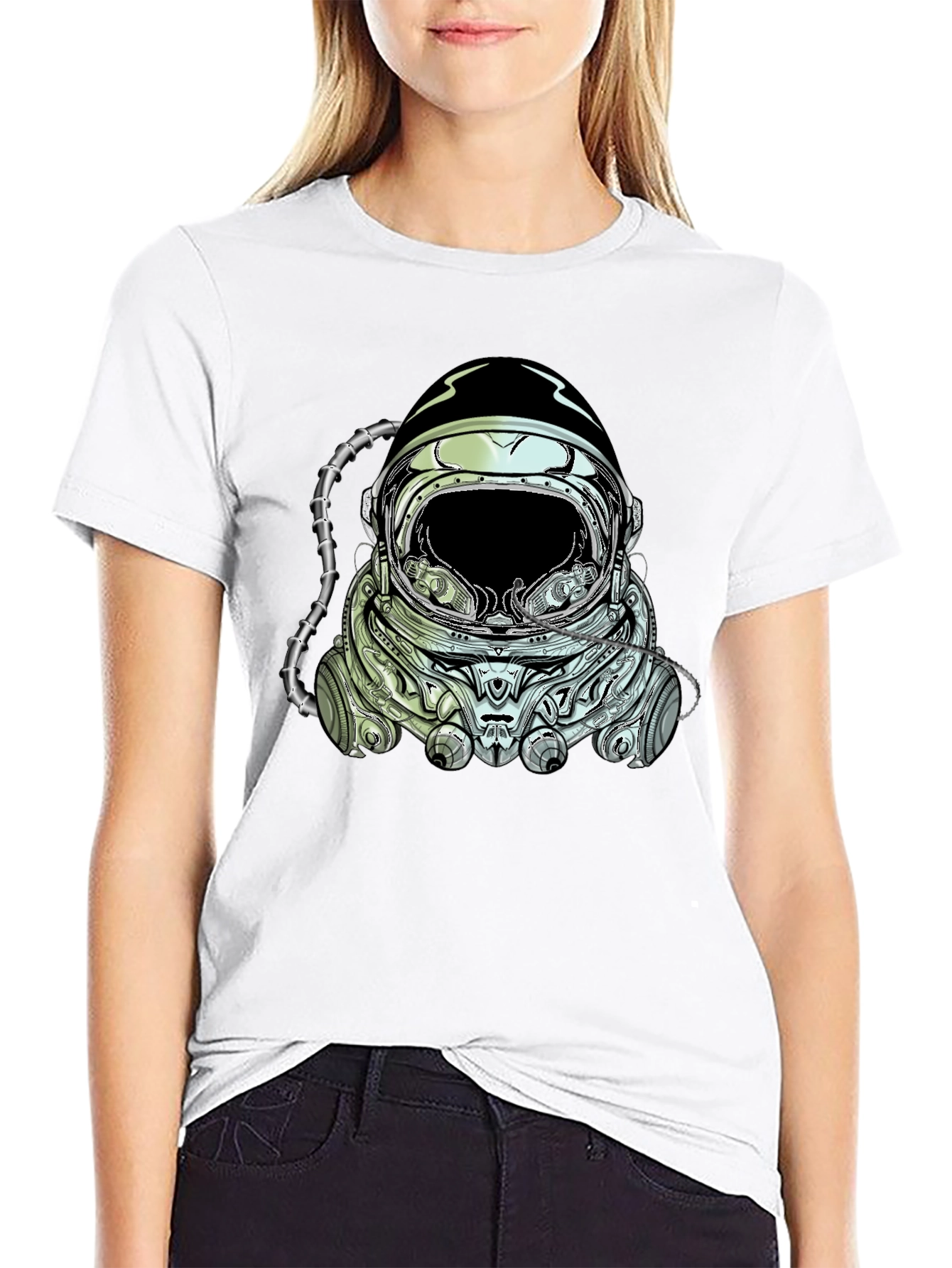 Astronaut Helmet Graphic Tee - Cool Space Design