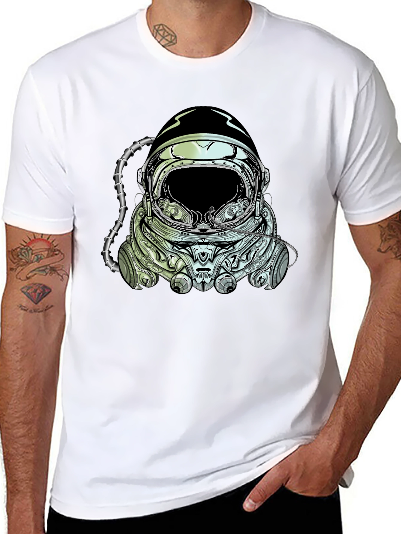 Astronaut Helmet Graphic Tee - Cool Space Design