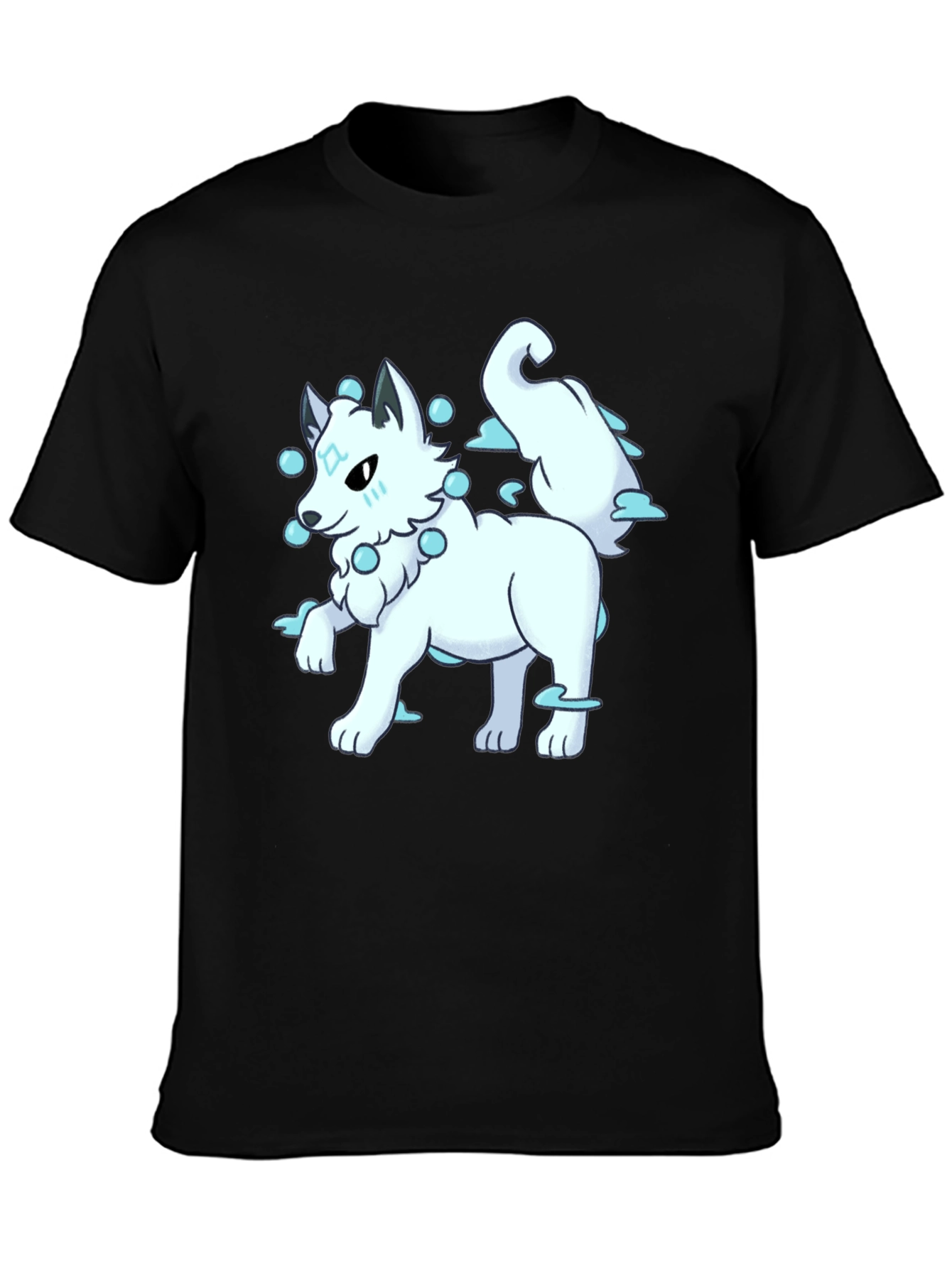 Anime Wolf Graphic Tee - Black Cotton Shirt