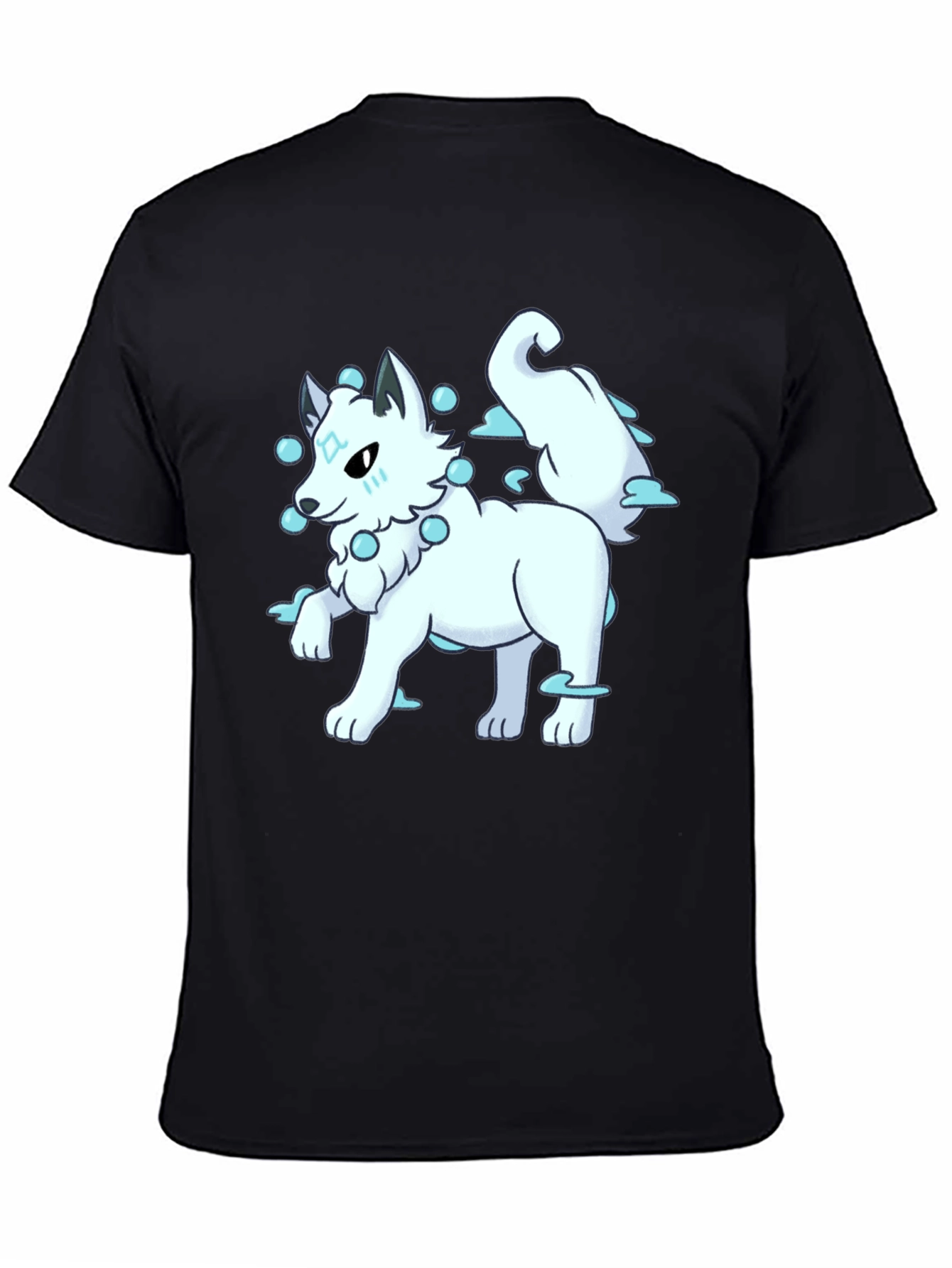 Anime Wolf Graphic Tee - Black Cotton Shirt