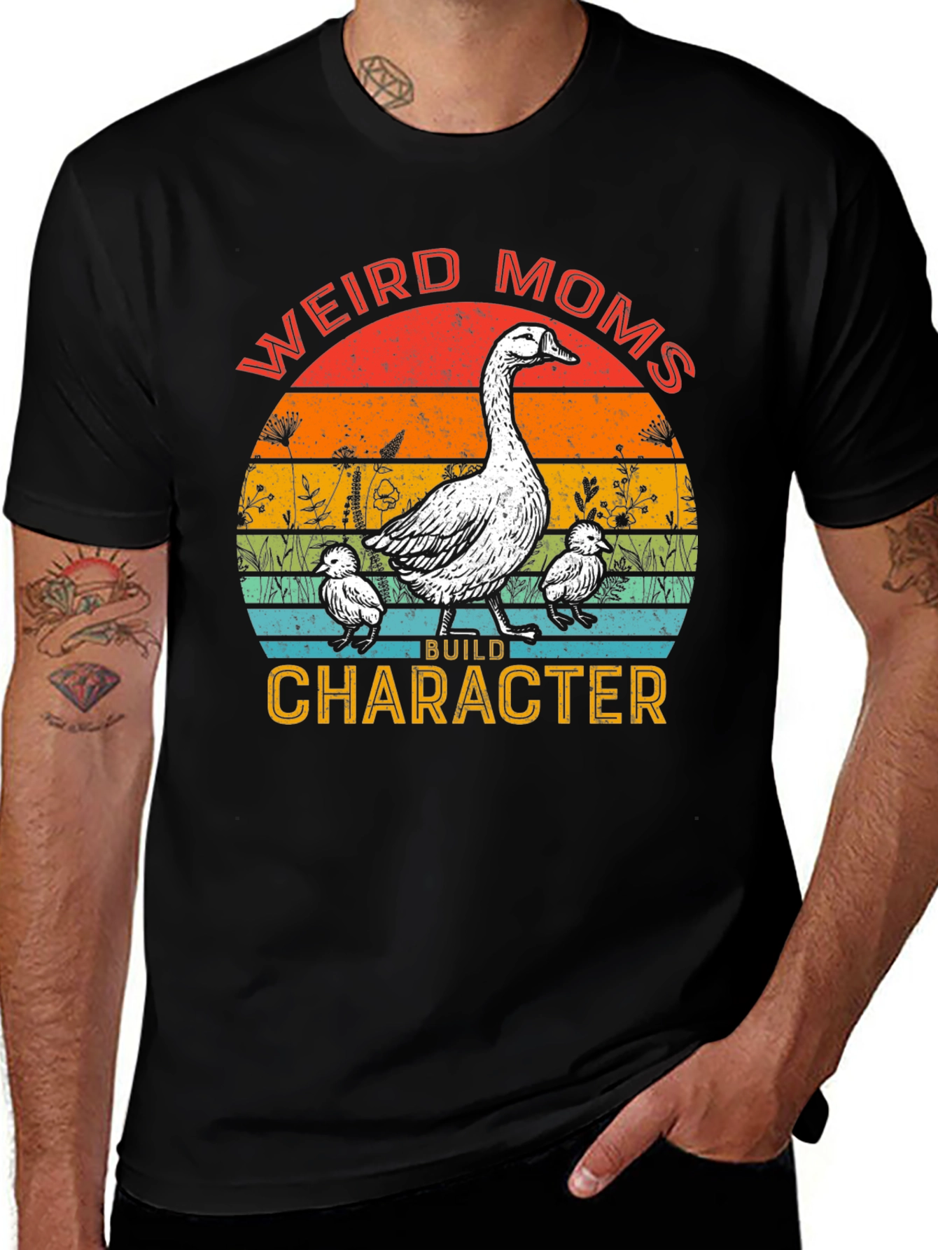 Weird Moms Build Character Goose T-Shirt
