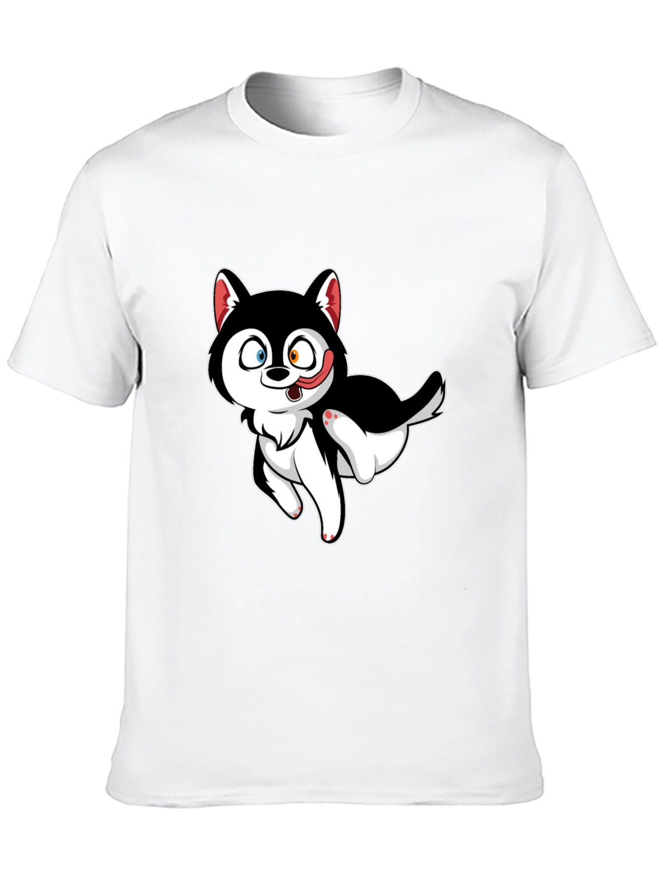Cute Cartoon Husky Graphic T-Shirt - Black