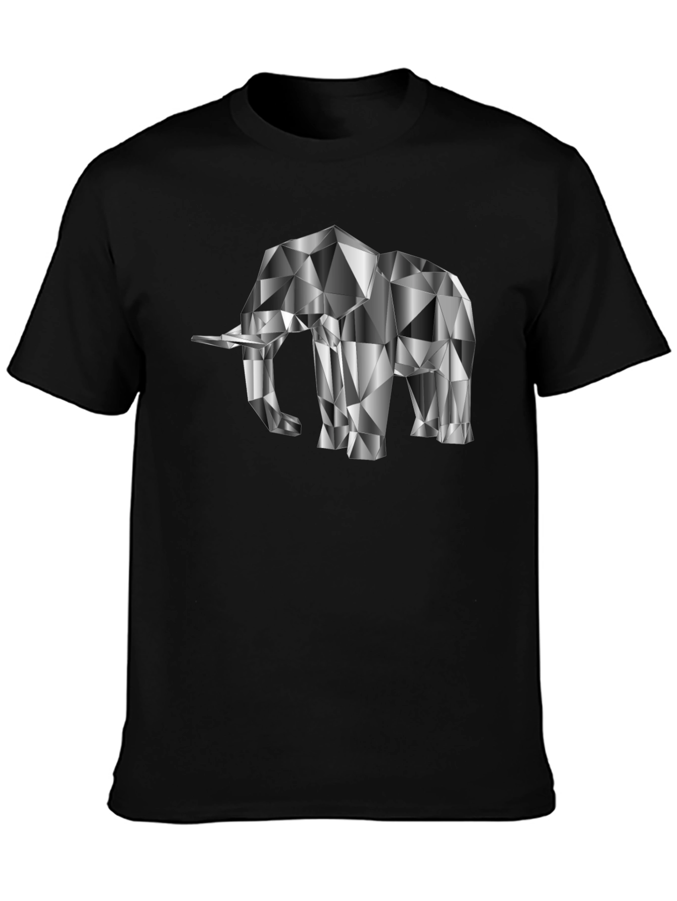 Geometric Elephant Graphic Tee - Black