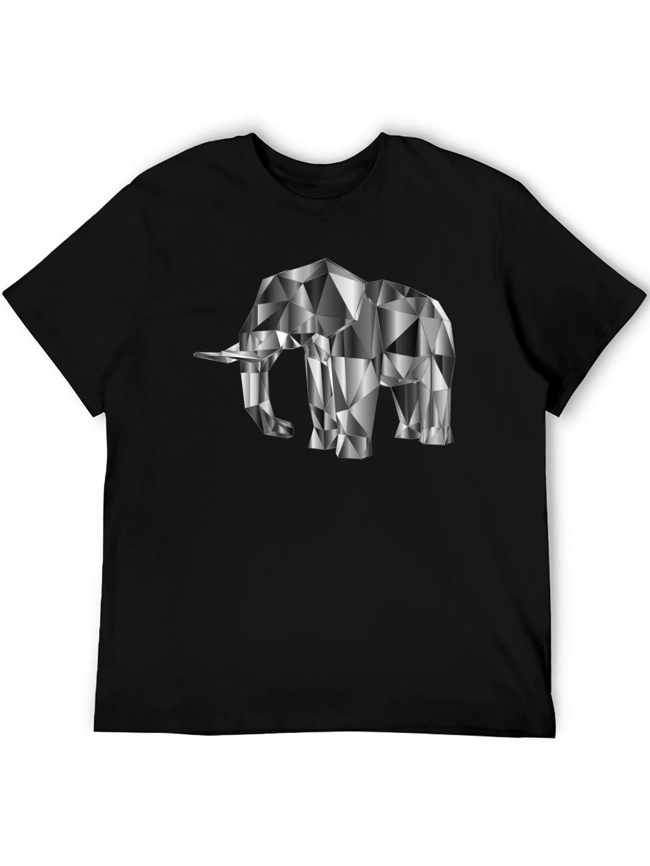 Geometric Elephant Graphic Tee - Black